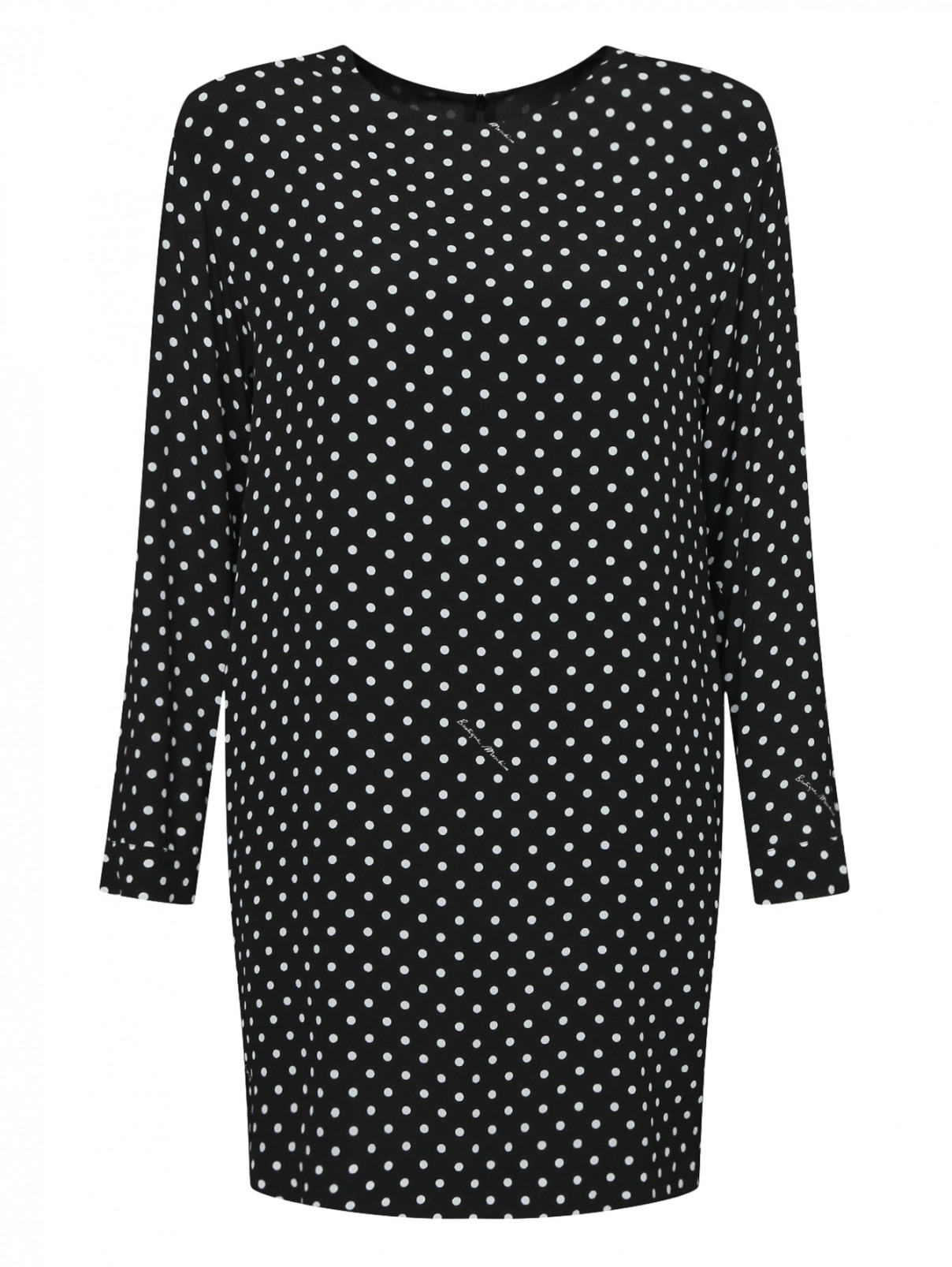 Платье-мини с узором "горох" Moschino Boutique  –  Общий вид  – Цвет:  Черный