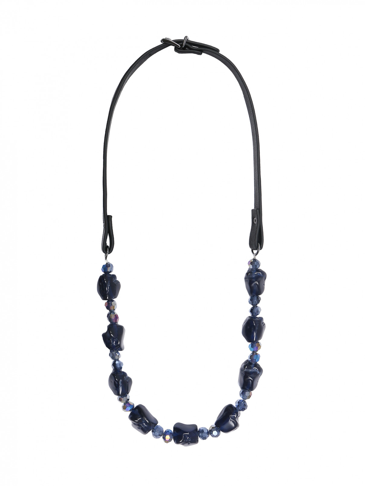 Ожерелье с кожаным ремешком Persona by Marina Rinaldi  –  Общий вид  – Цвет:  Синий