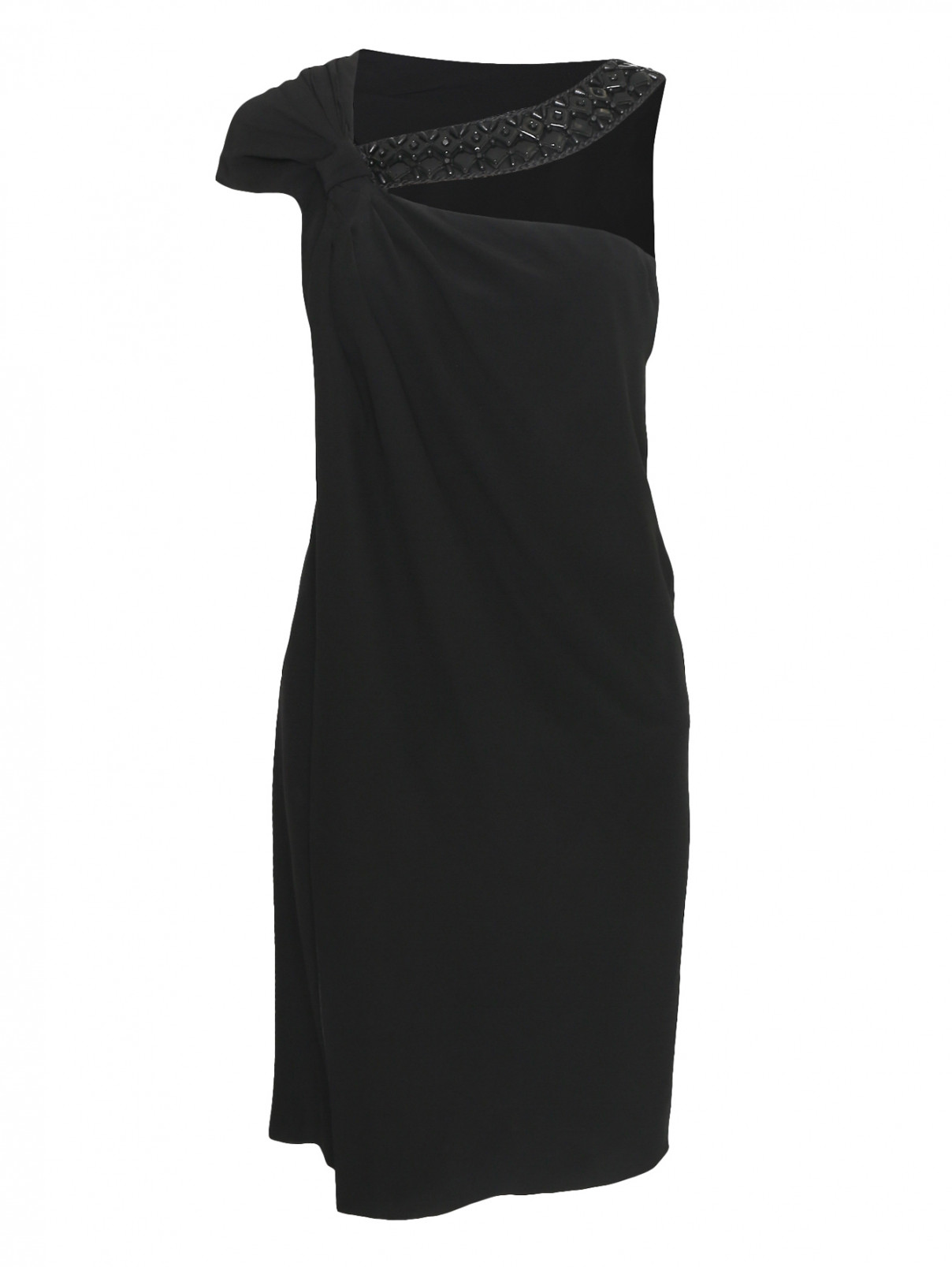 Платье из шелка с декоративной отделкой Alberta Ferretti  –  Общий вид  – Цвет:  Черный