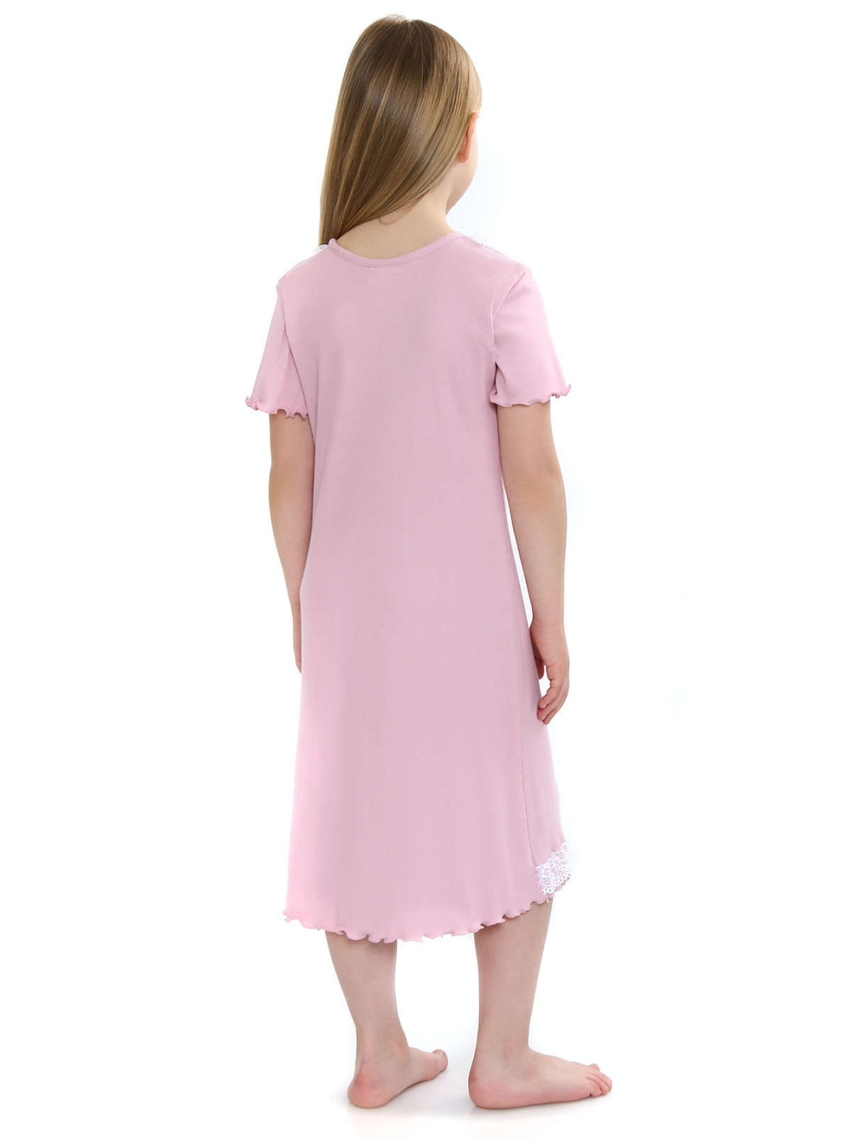 Сорочка из хлопка с кружевной отделкой Giottino  –  Модель Верх-Низ1  – Цвет:  Розовый