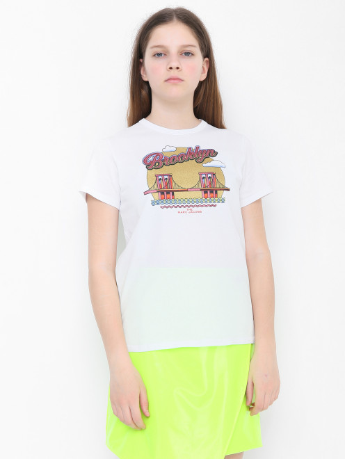 Хлопковая футболка с принтом Little Marc Jacobs - МодельВерхНиз