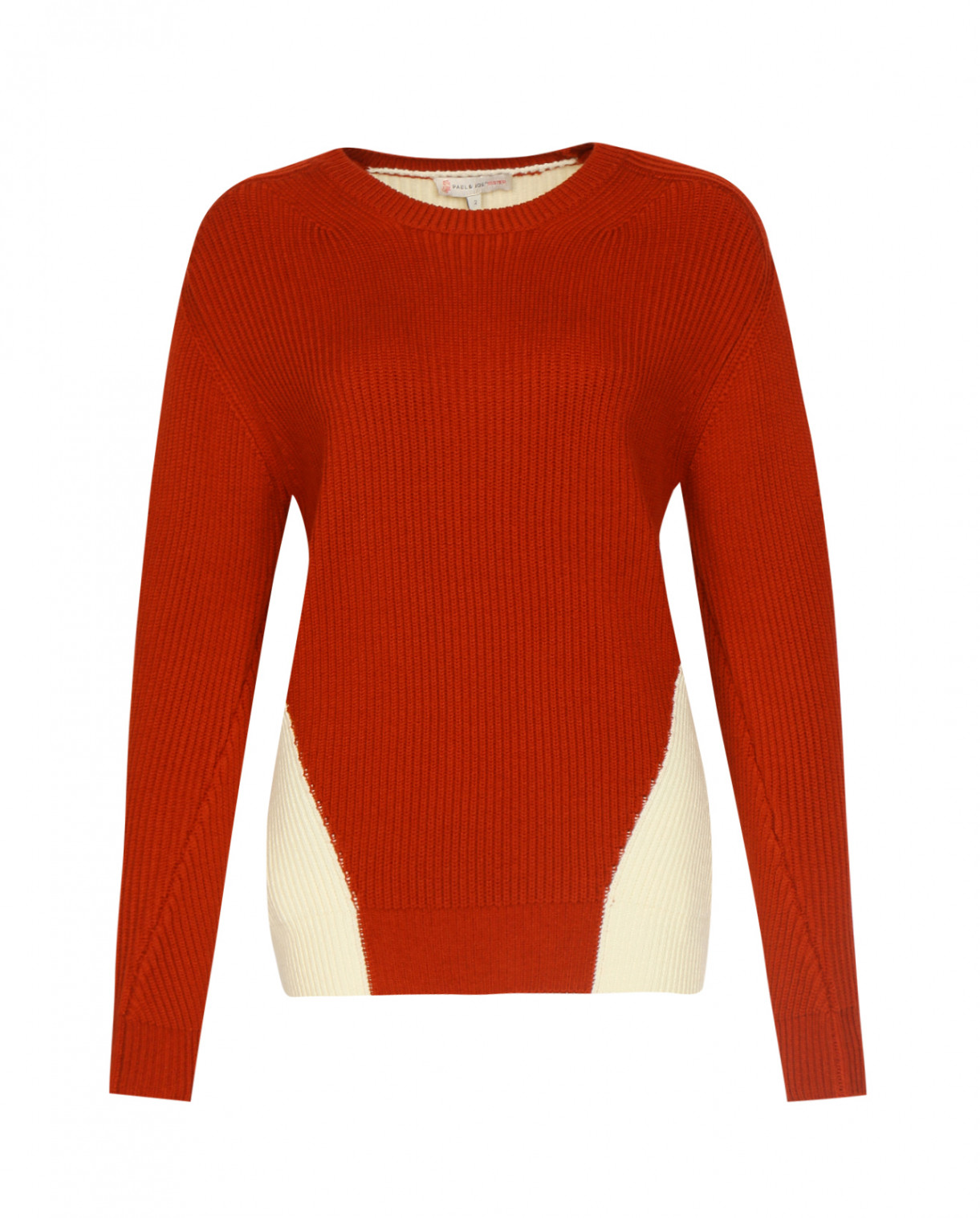 Джемпер из шерсти крупной вязки с контрастной вставкой Paul&Joe Sister  –  Общий вид  – Цвет:  Красный