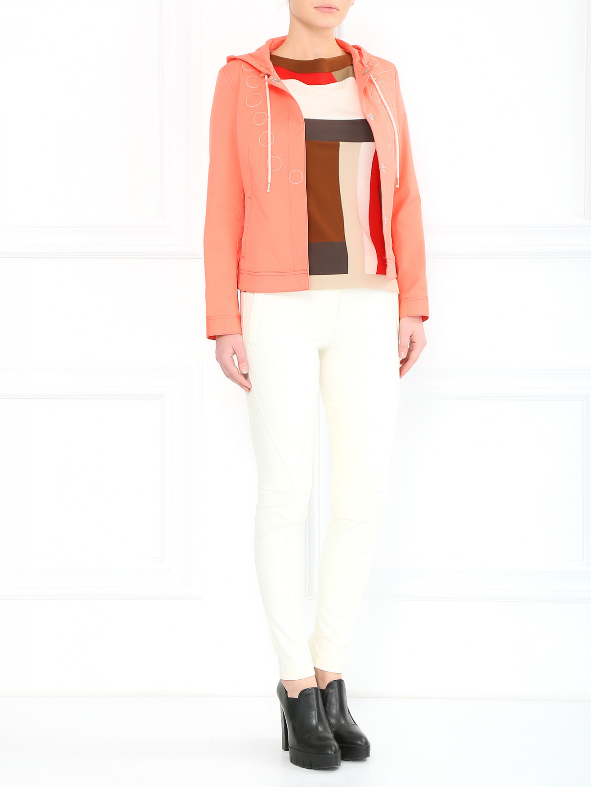 Куртка из хлопка с капюшоном Love Moschino  –  Модель Общий вид  – Цвет:  Розовый