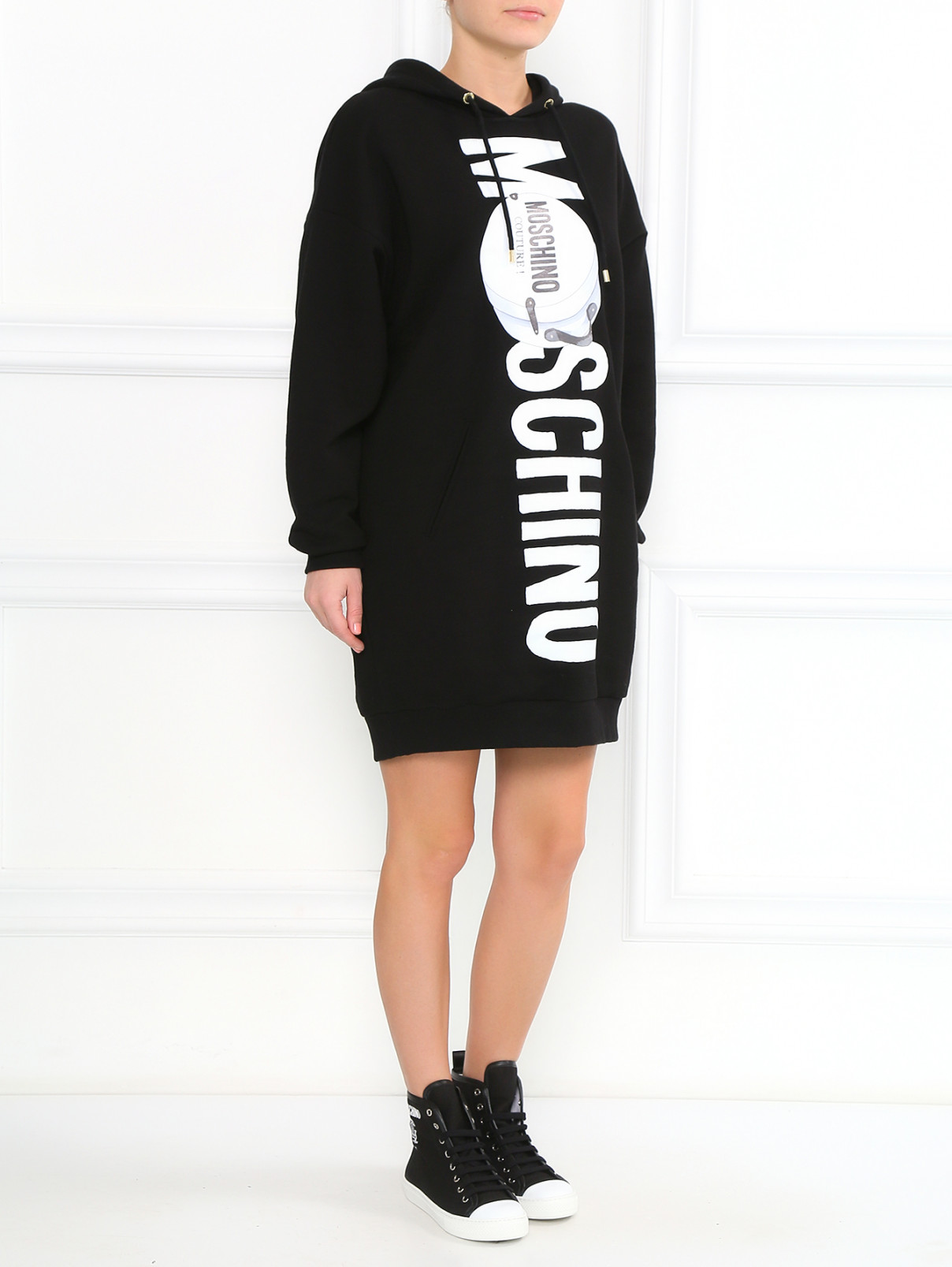Высокие кеды с мысом из резины Moschino Couture  –  Модель Общий вид  – Цвет:  Черный