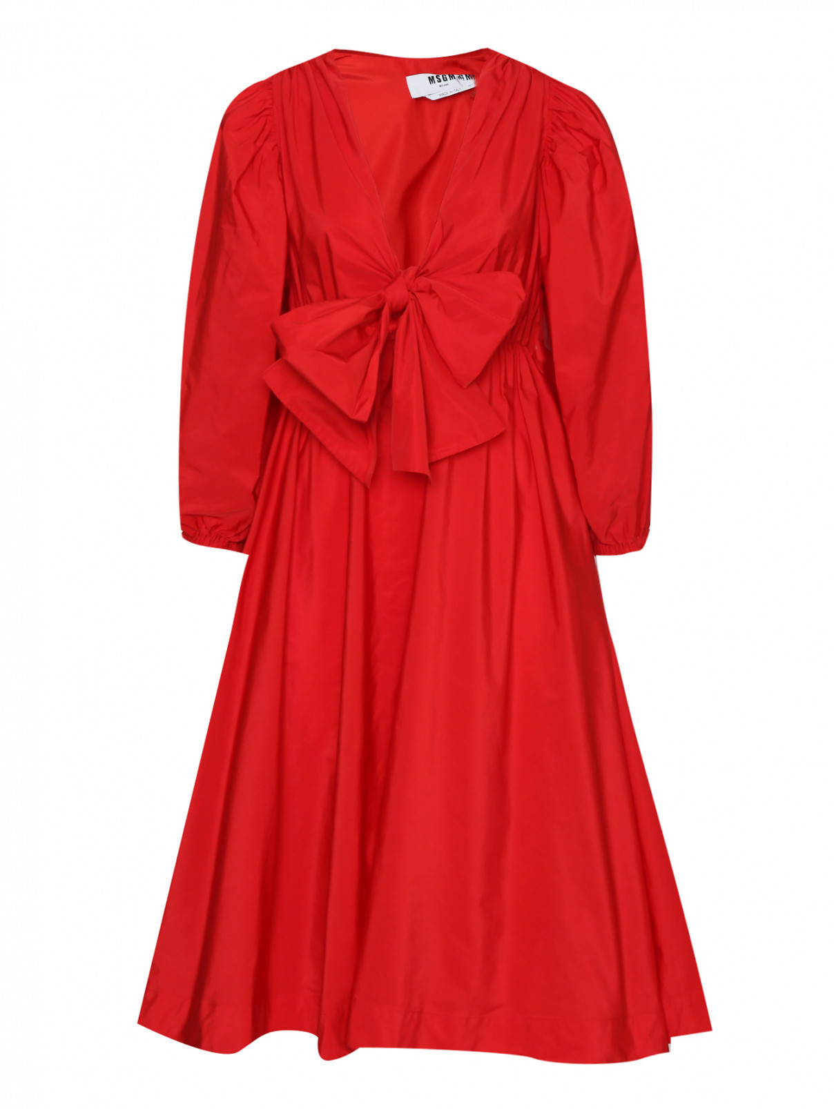 Платье миди на резинке MSGM  –  Общий вид  – Цвет:  Красный