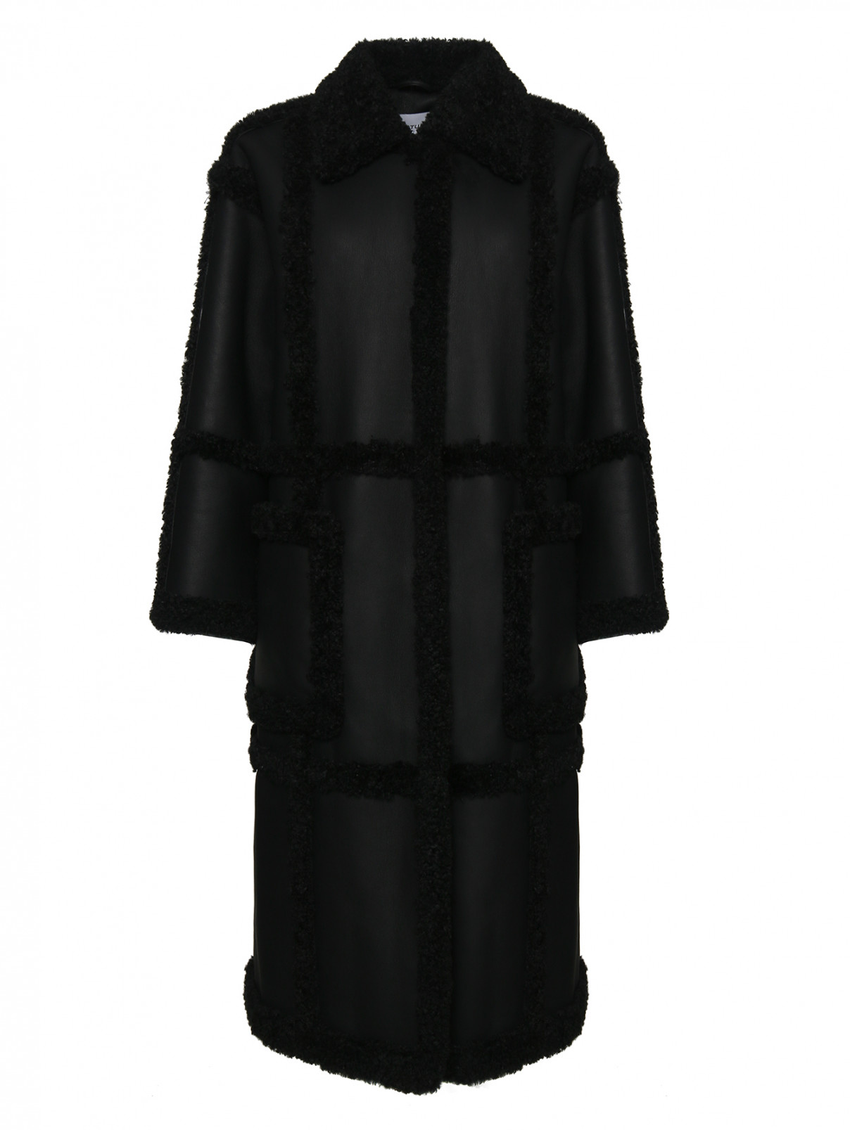 Дубленка из эко-кожи с накладными карманами Stand  –  Общий вид  – Цвет:  Черный