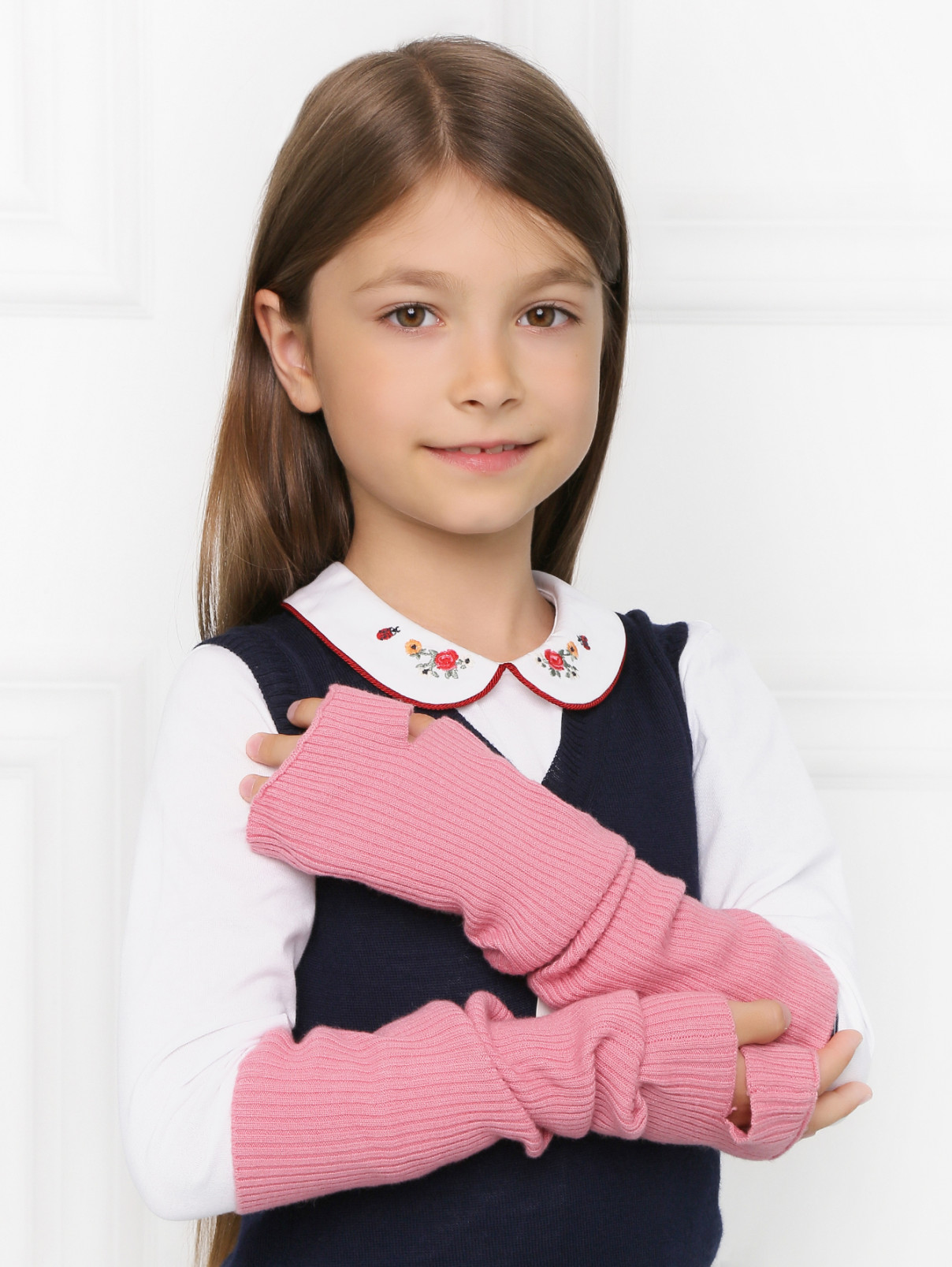 Перчатки-митенки MiMiSol  –  Модель Общий вид  – Цвет:  Розовый