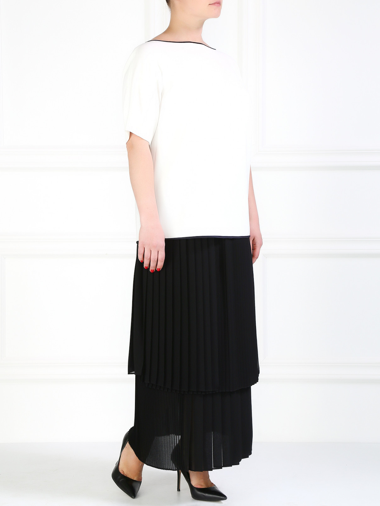 Плиссированная юбка-миди Marina Rinaldi  –  Модель Общий вид  – Цвет:  Черный