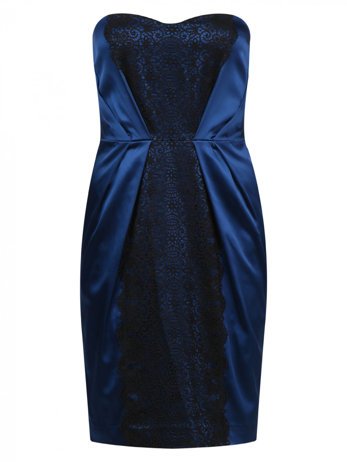 Платье-футляр с декоративным кружевом La Perla  –  Общий вид  – Цвет:  Синий