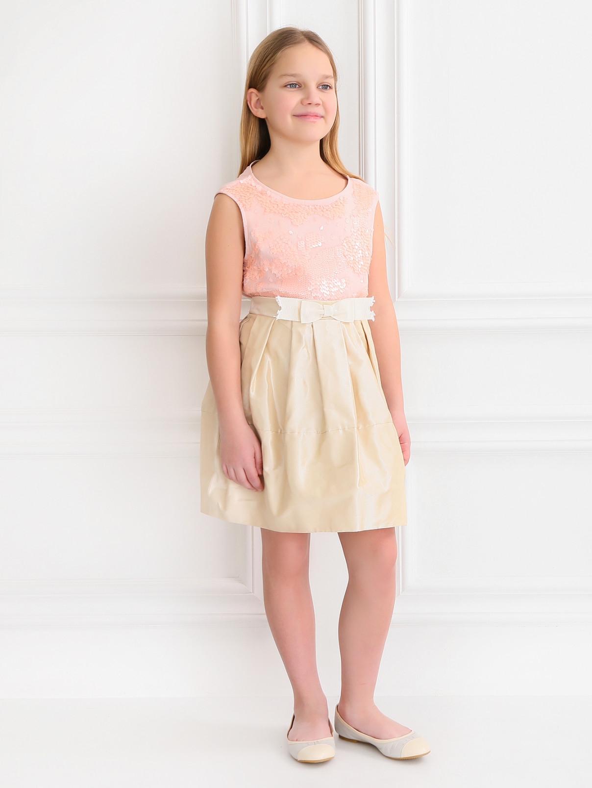 Пышная юбка с декоративным бантом MiMiSol  –  Модель Общий вид  – Цвет:  Белый