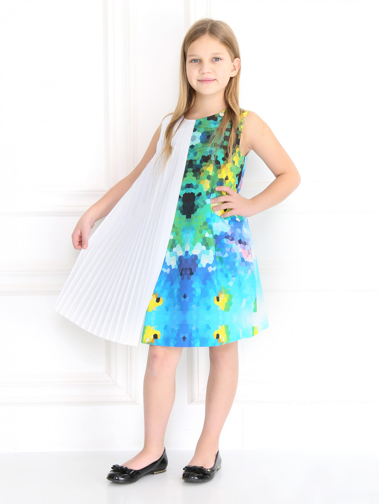 Хлопковое платье с плиссированной вставкой Val Max  –  Модель Общий вид  – Цвет:  Мультиколор