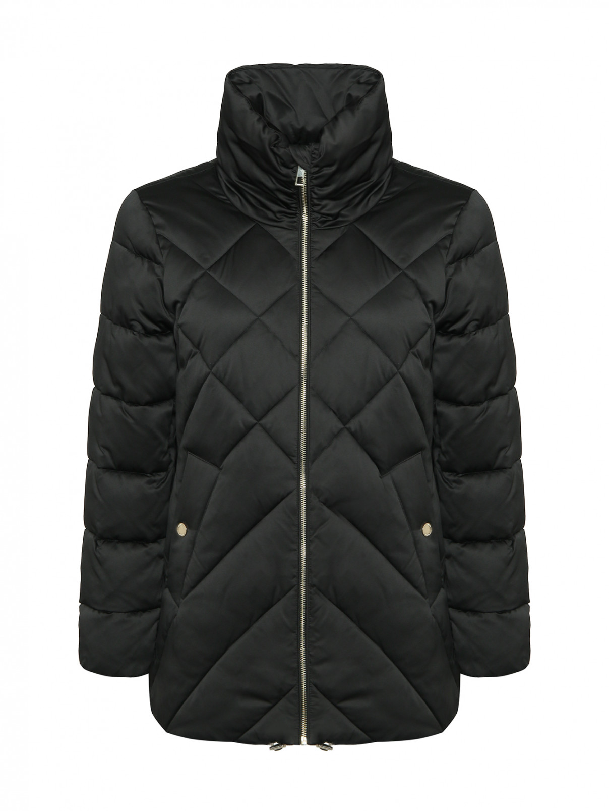 Стеганая утепленная куртка Marina Rinaldi  –  Общий вид  – Цвет:  Черный