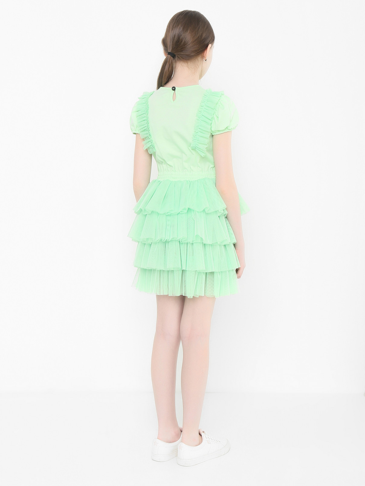 Платье из трикотажа с сеткой Iceberg  –  МодельВерхНиз1  – Цвет:  Зеленый