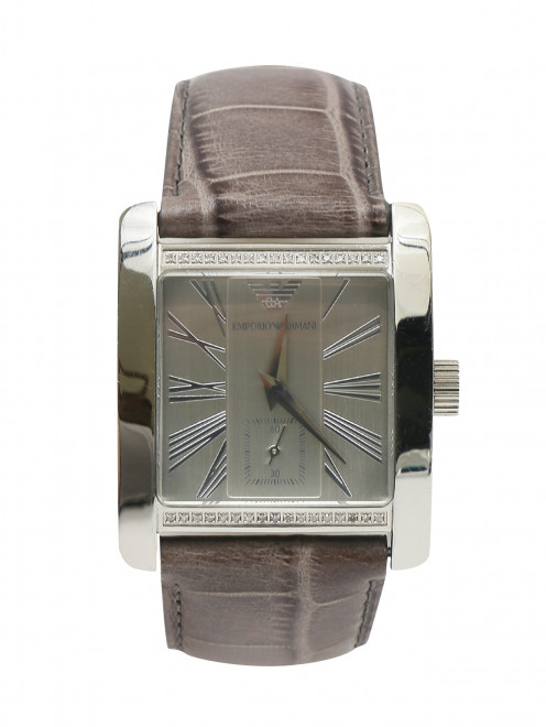 Часы с кожаным браслетом декорированные стразами Emporio Armani - Общий вид