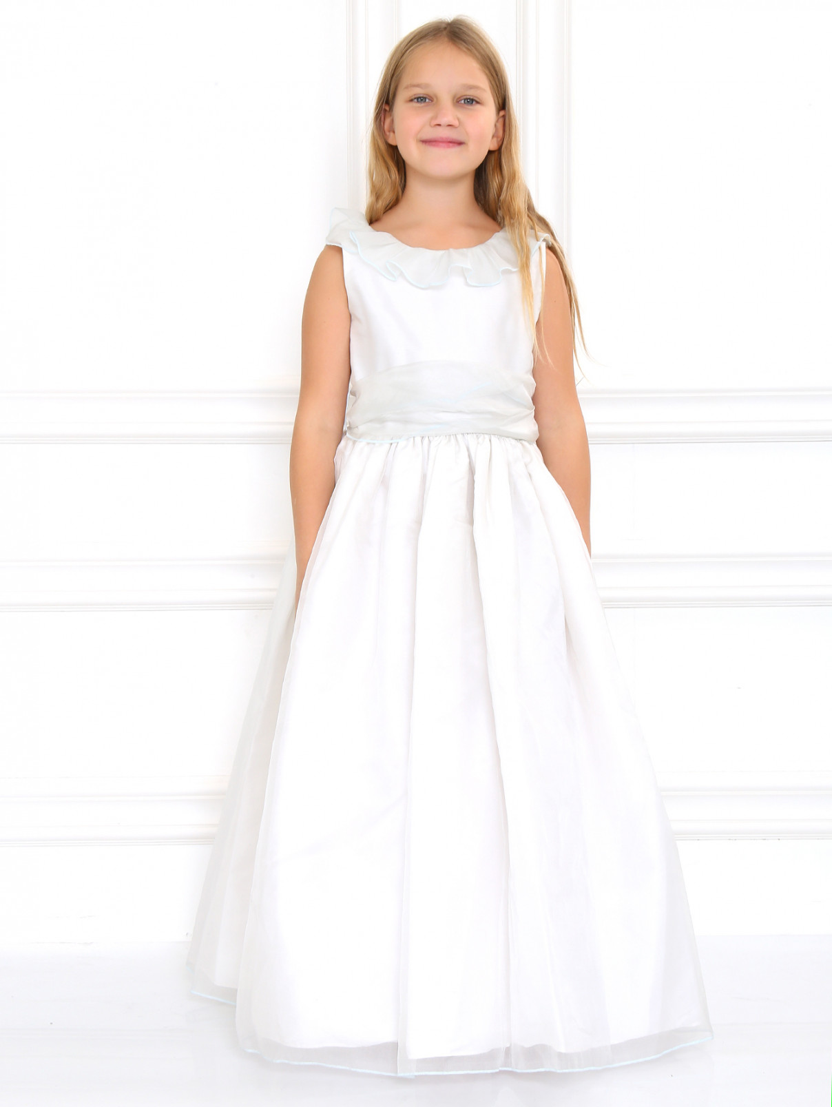 Платье из шелка с пышной юбкой Nicki Macfarlane  –  Модель Общий вид  – Цвет:  Белый