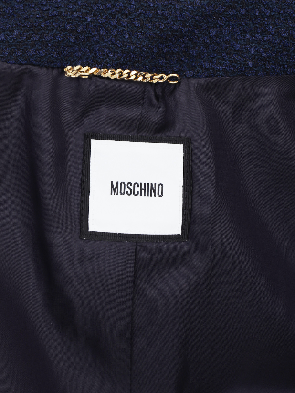 Жакет из хлопка декорированный декоративным жемчугом Moschino  –  Деталь2  – Цвет:  Синий