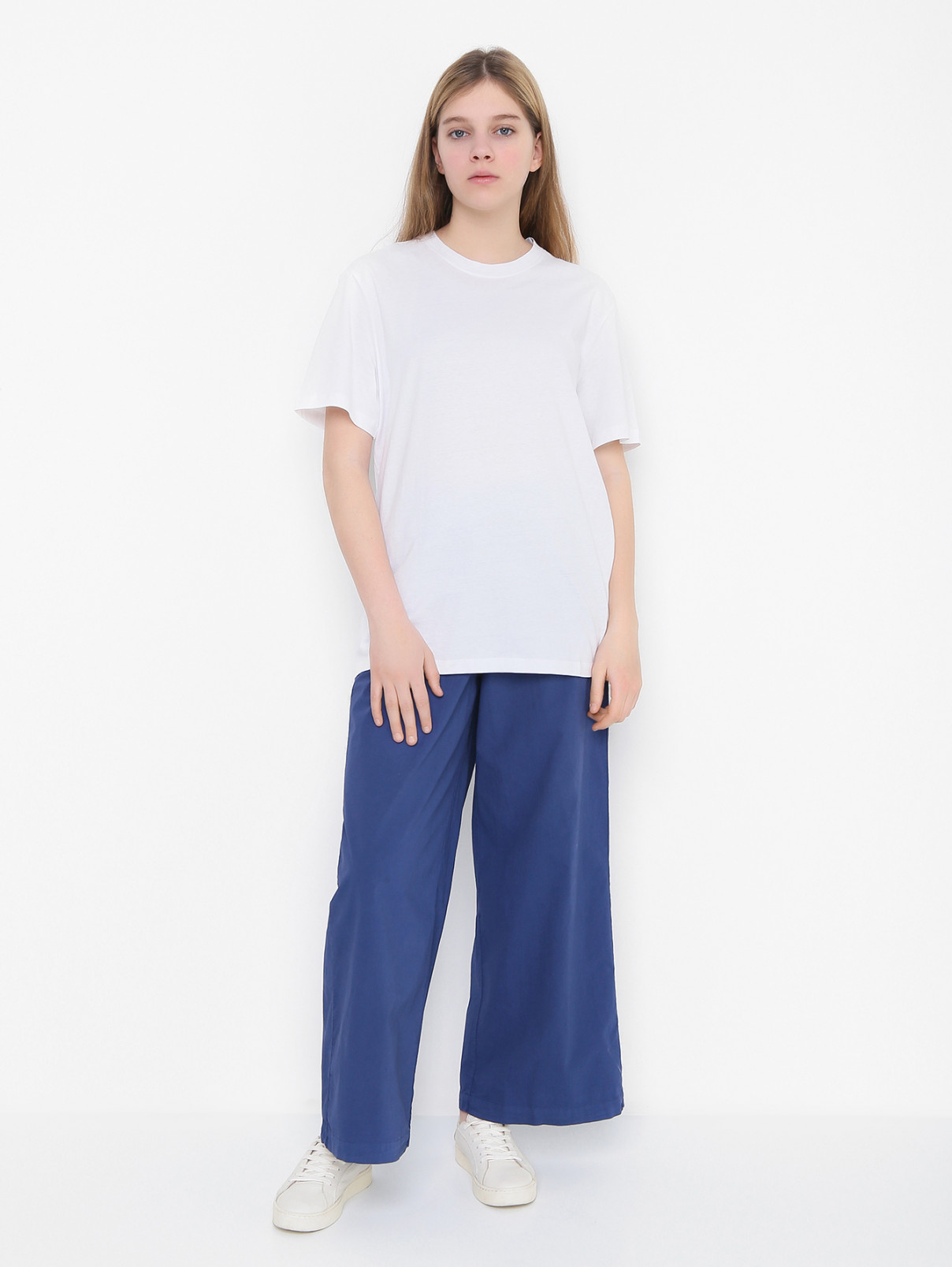 Широкие брюки из хлопка Aspesi  –  МодельОбщийВид  – Цвет:  Синий