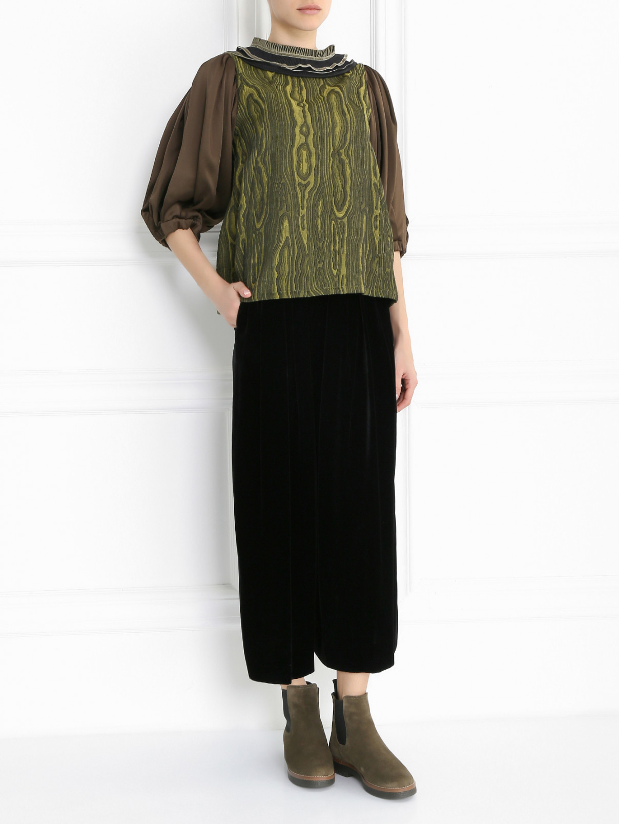Блуза с узором и декоративной отделкой Antonio Marras  –  Модель Общий вид  – Цвет:  Зеленый