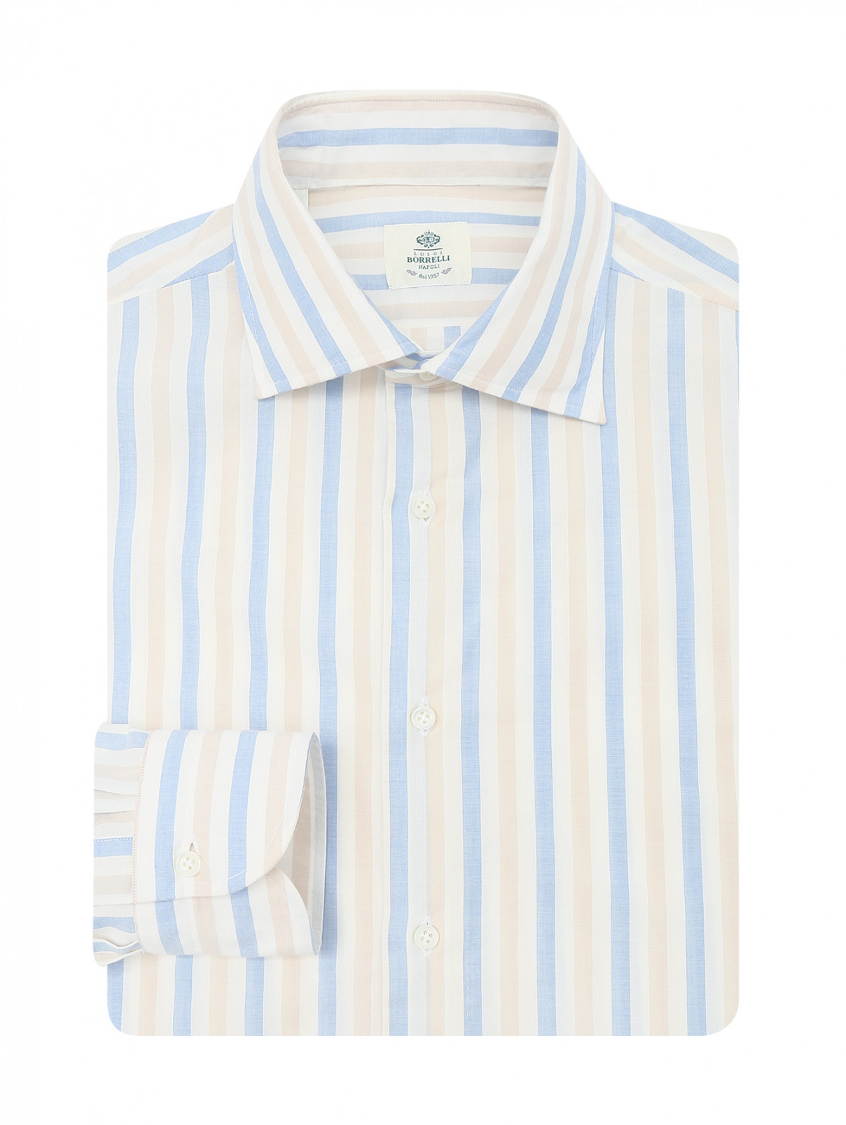Рубашка из хлопка с узором полоска Borrelli  –  Общий вид  – Цвет:  Узор