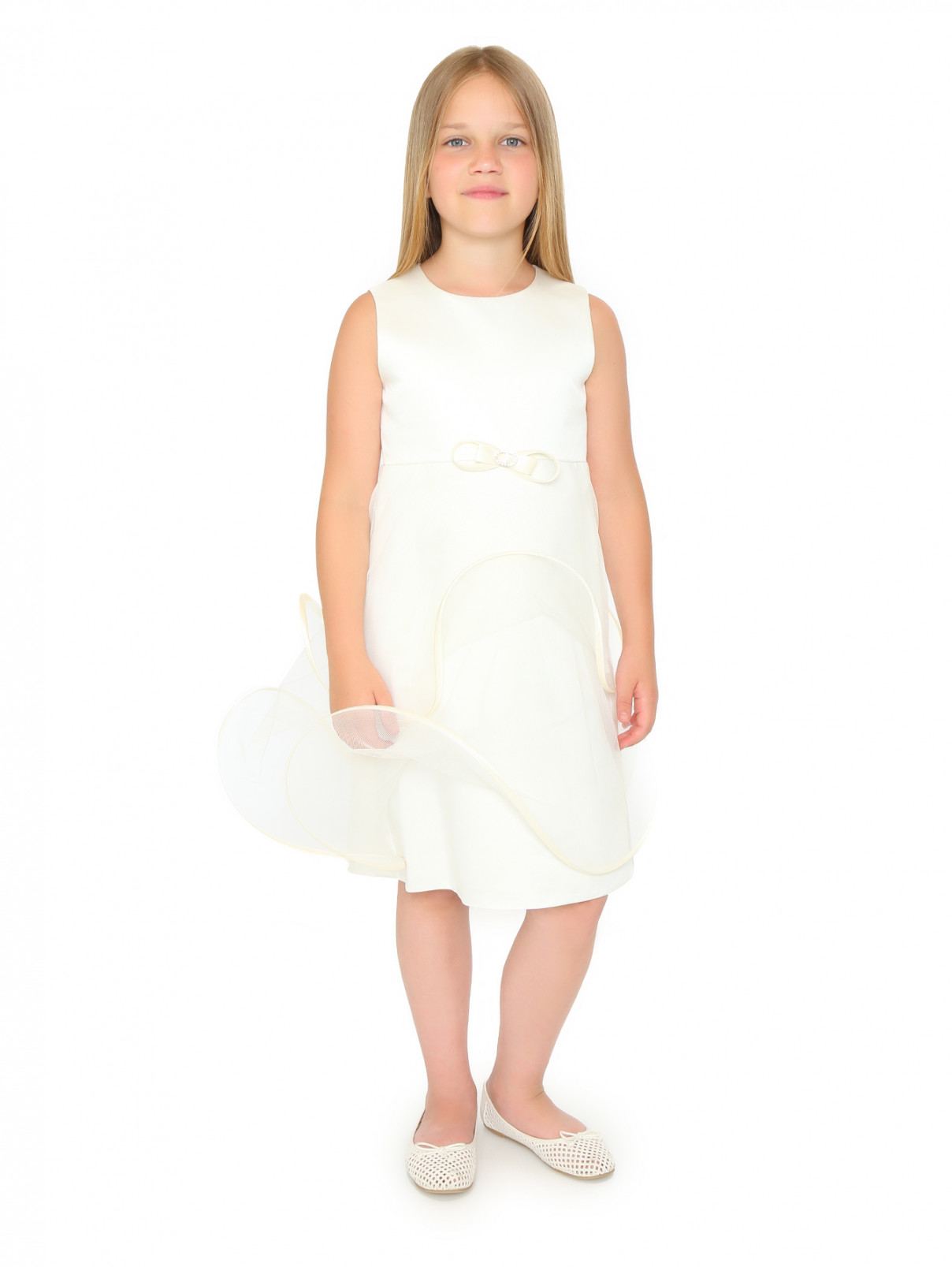 Платье А-силуэта с декором Suzanne Ermann  –  Модель Общий вид  – Цвет:  Белый
