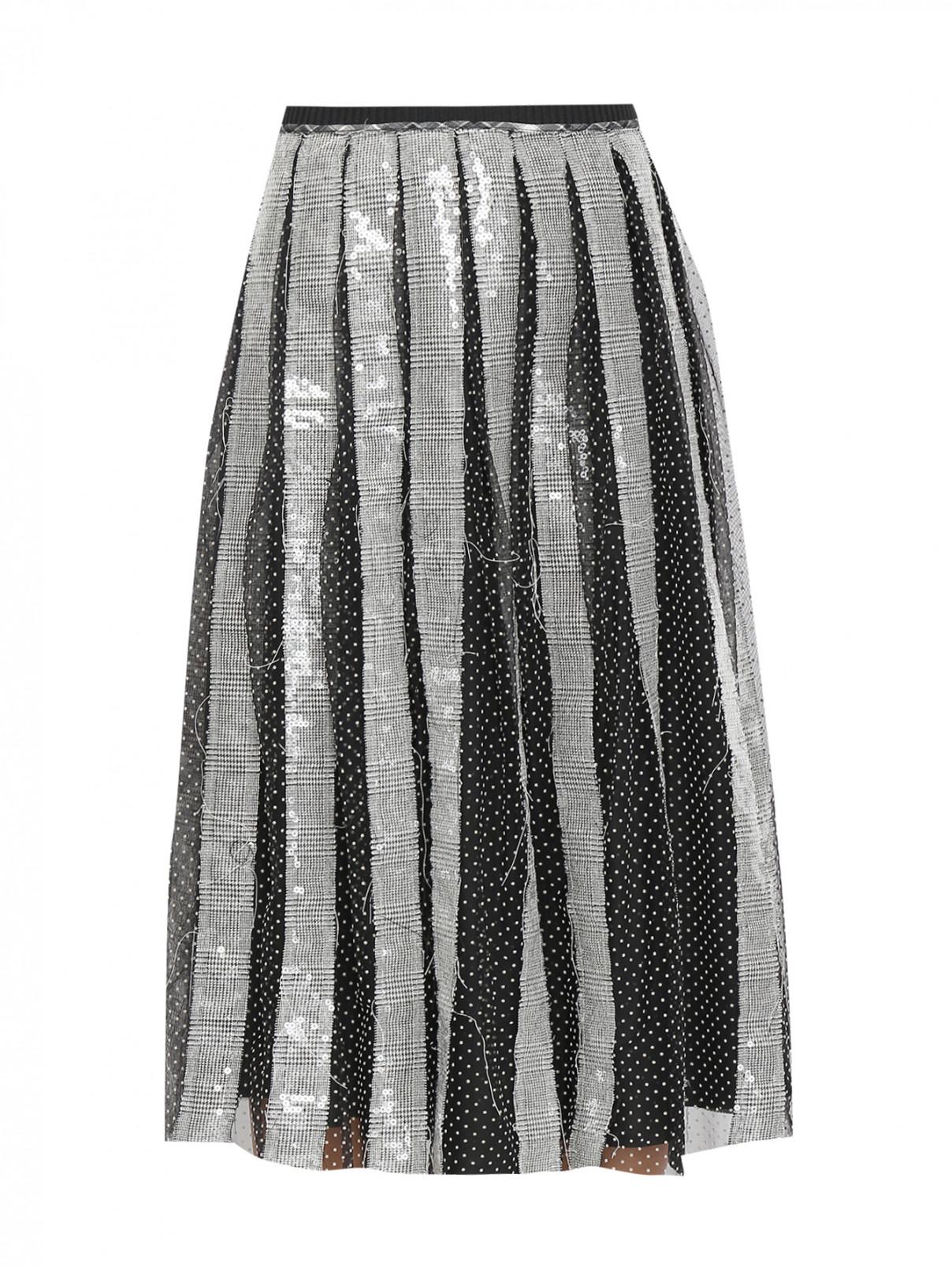 Юбка-трапеция, декорированная пайетками Antonio Marras  –  Общий вид  – Цвет:  Черный