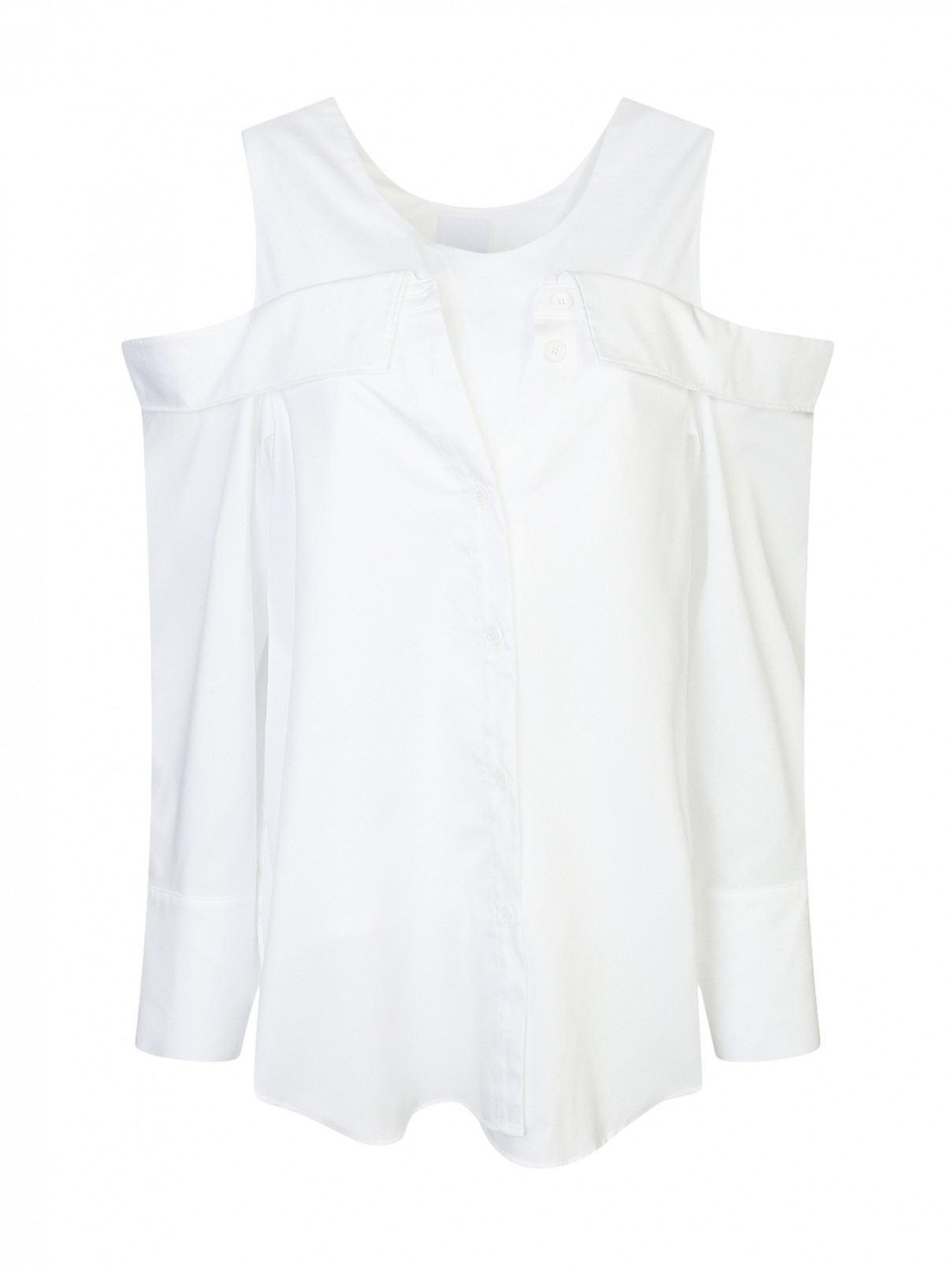 Рубашка из хлопка с открытыми плечами Sjyp  –  Общий вид  – Цвет:  Белый