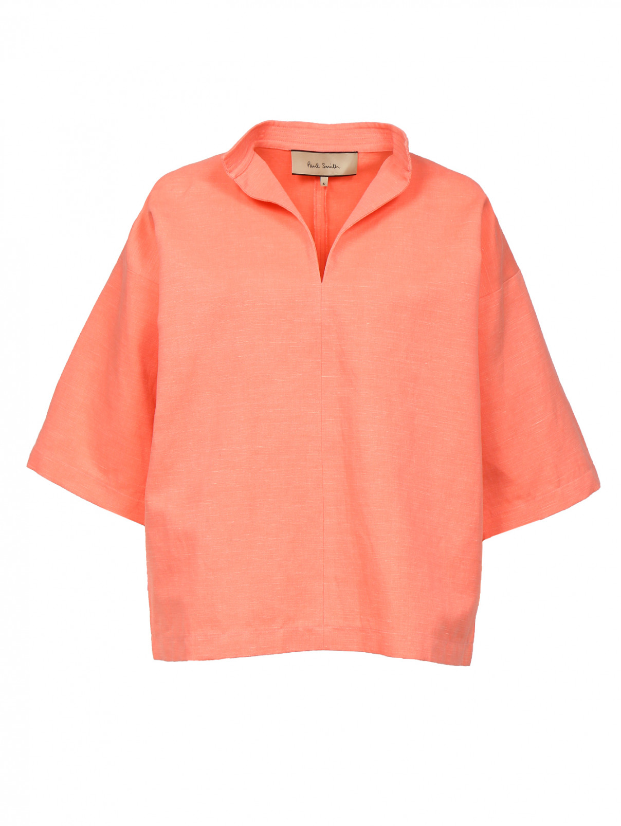 Блуза из хлопка и рами свободного кроя Paul Smith  –  Общий вид  – Цвет:  Красный