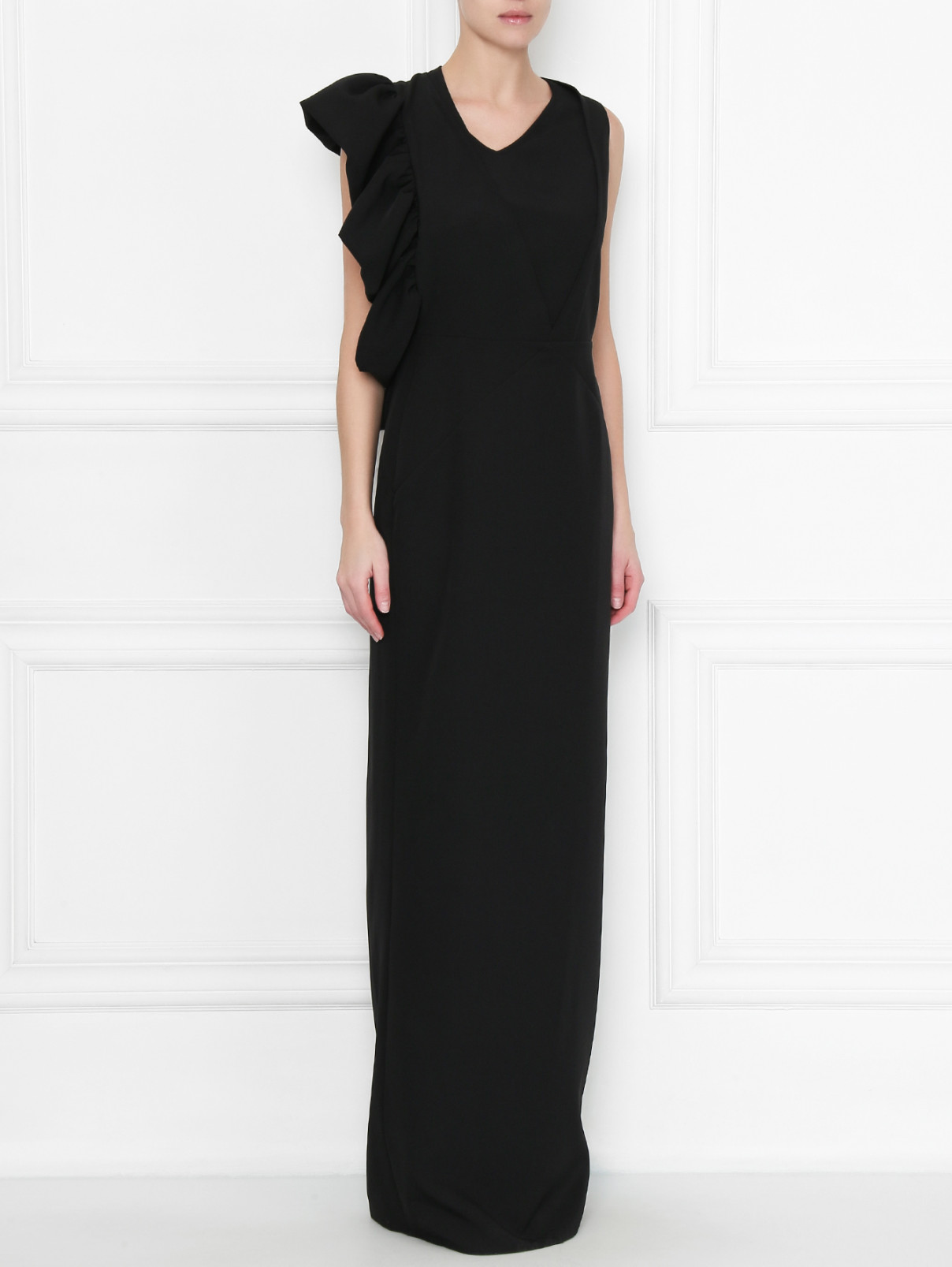 Платье макси с воланом Rhea Costa  –  МодельВерхНиз  – Цвет:  Черный