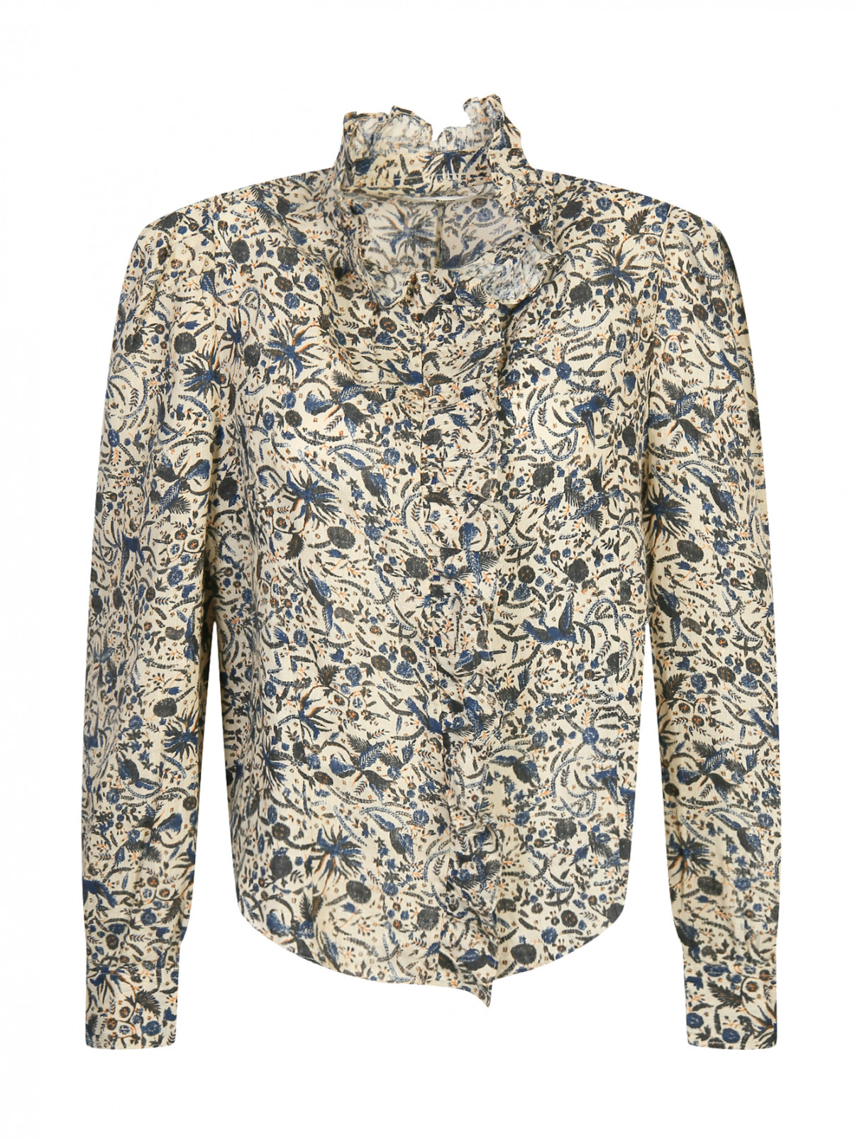Блуза из льна с узором Isabel Marant  –  Общий вид  – Цвет:  Бежевый