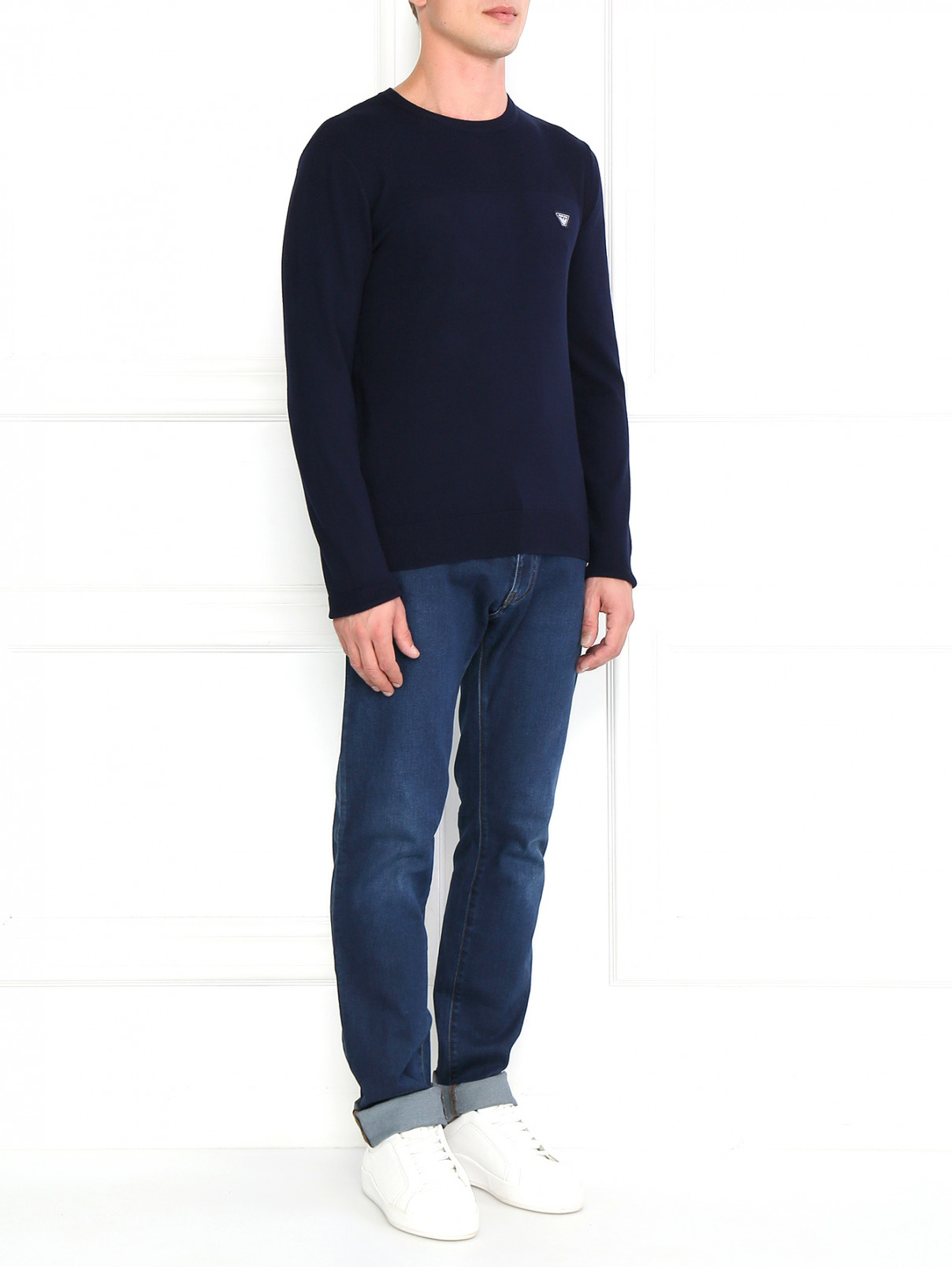 Джемпер с круглым воротом Armani Jeans  –  Модель Общий вид  – Цвет:  Синий
