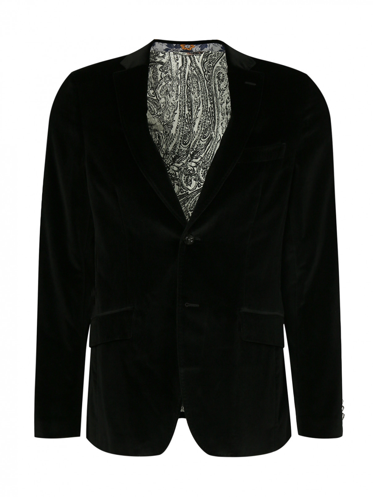 Пиджак однобортный из хлопка Etro  –  Общий вид  – Цвет:  Черный