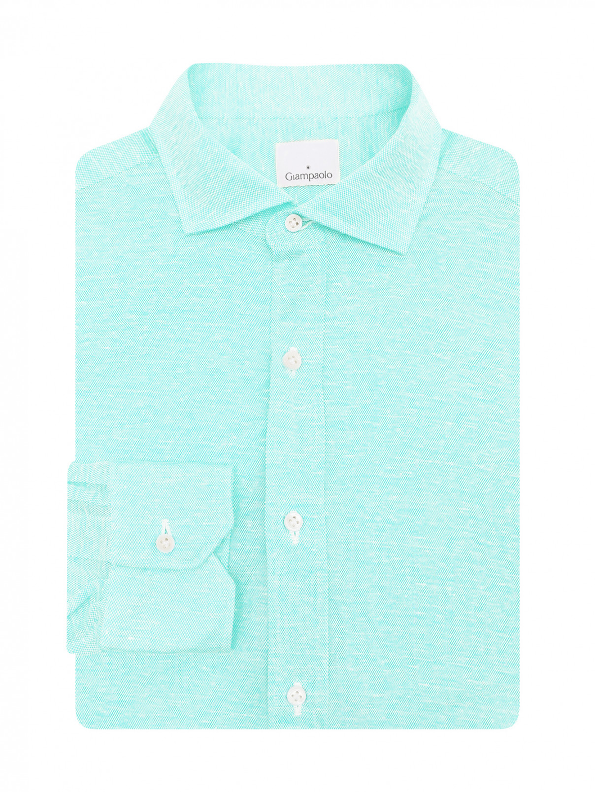 Рубашка из хлопка с узором Giampaolo  –  Общий вид  – Цвет:  Зеленый