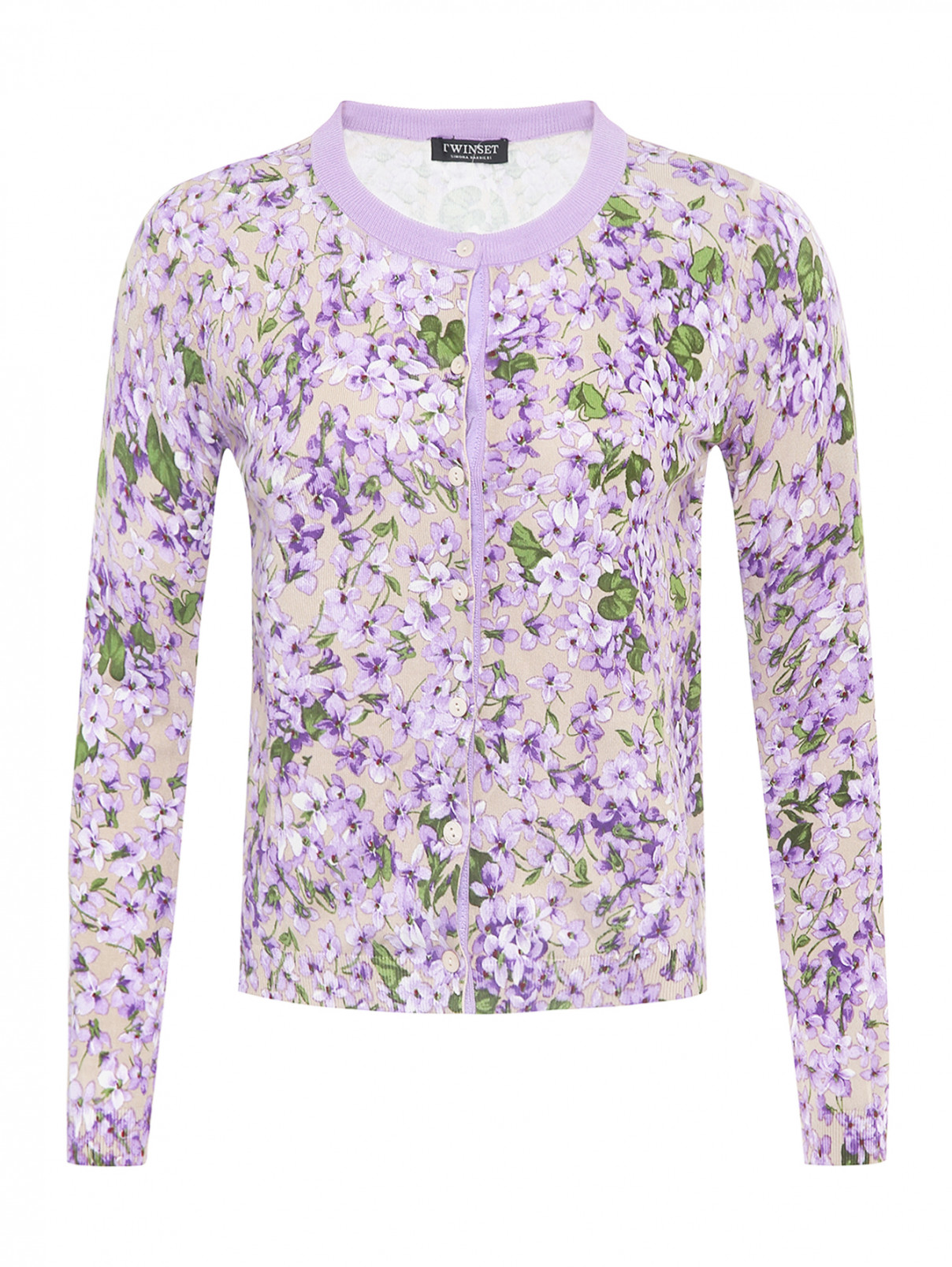Кардиган в комплекте с футболкой TWINSET  –  Общий вид  – Цвет:  Фиолетовый