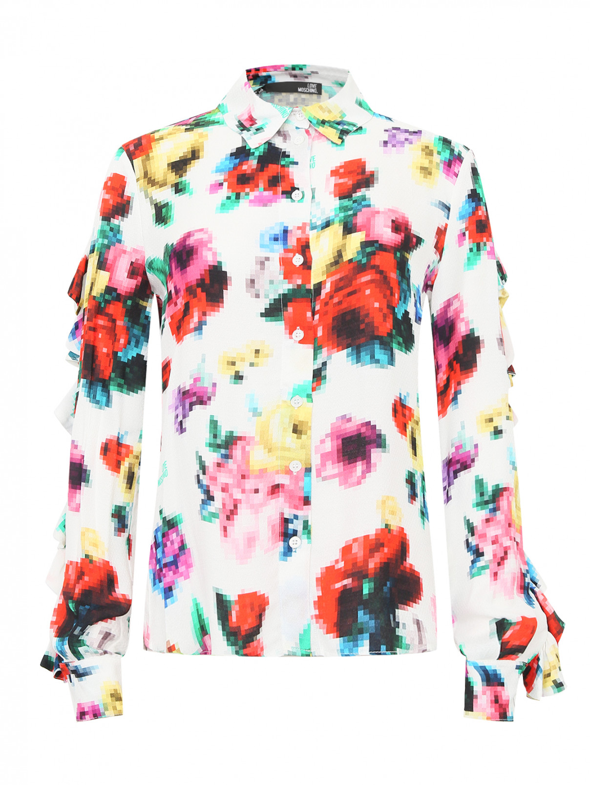 Блуза с узором Moschino  –  Общий вид  – Цвет:  Узор