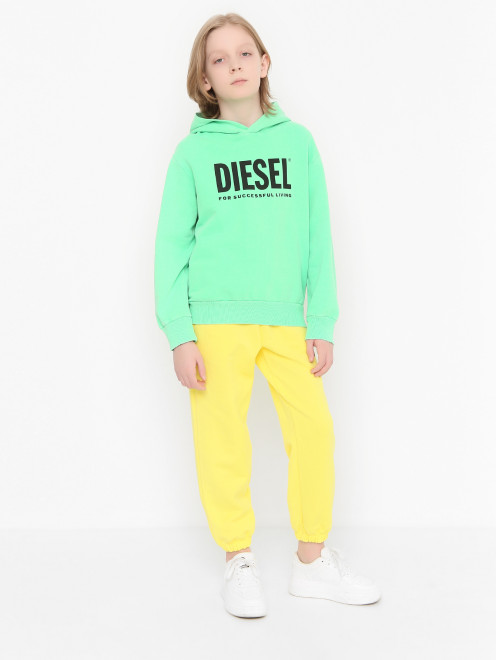 Толстовка из хлопка с принтом Diesel - МодельОбщийВид