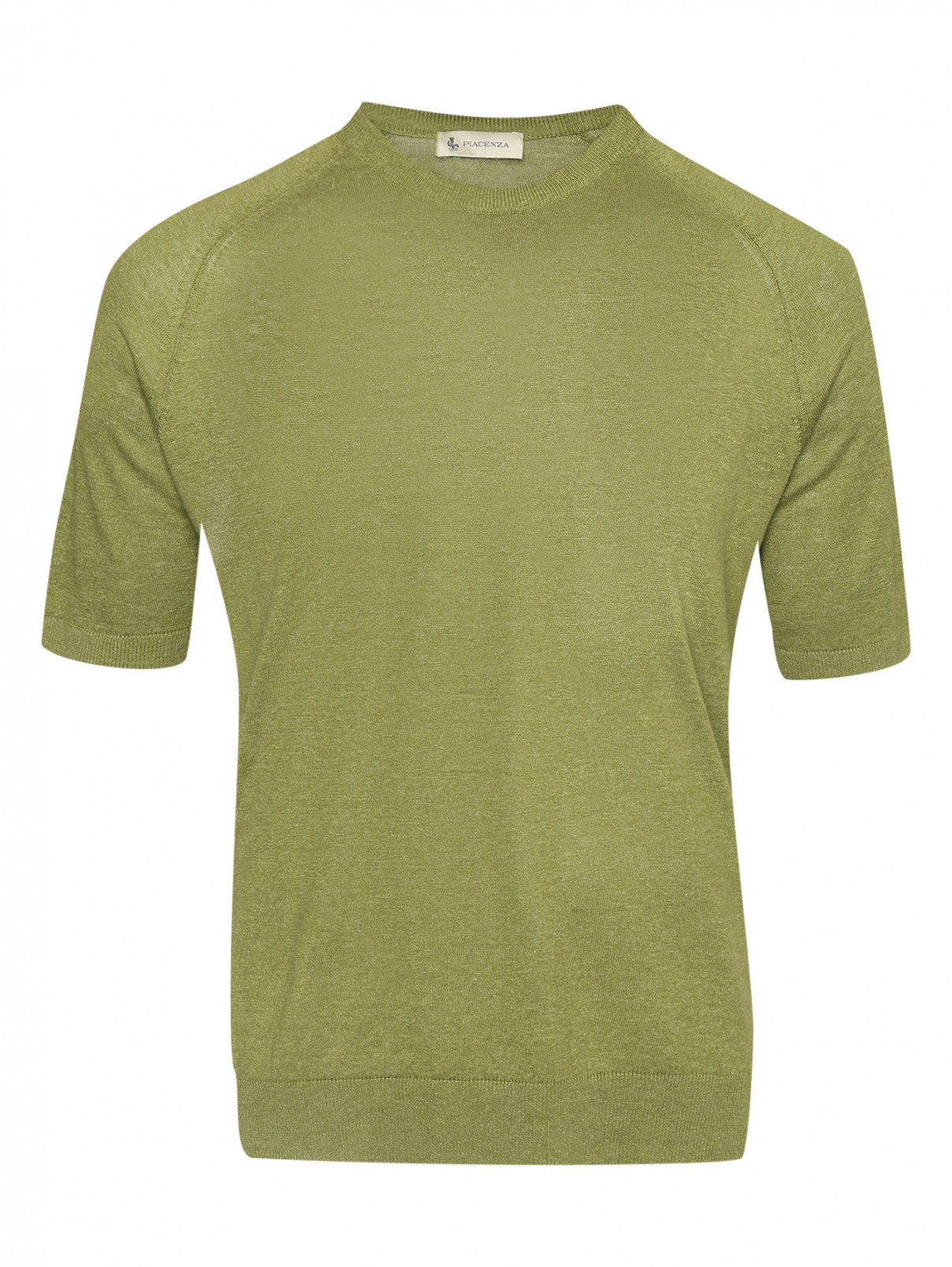 Джемпер из шелка и льна с короткими рукавами Piacenza Cashmere  –  Общий вид  – Цвет:  Зеленый