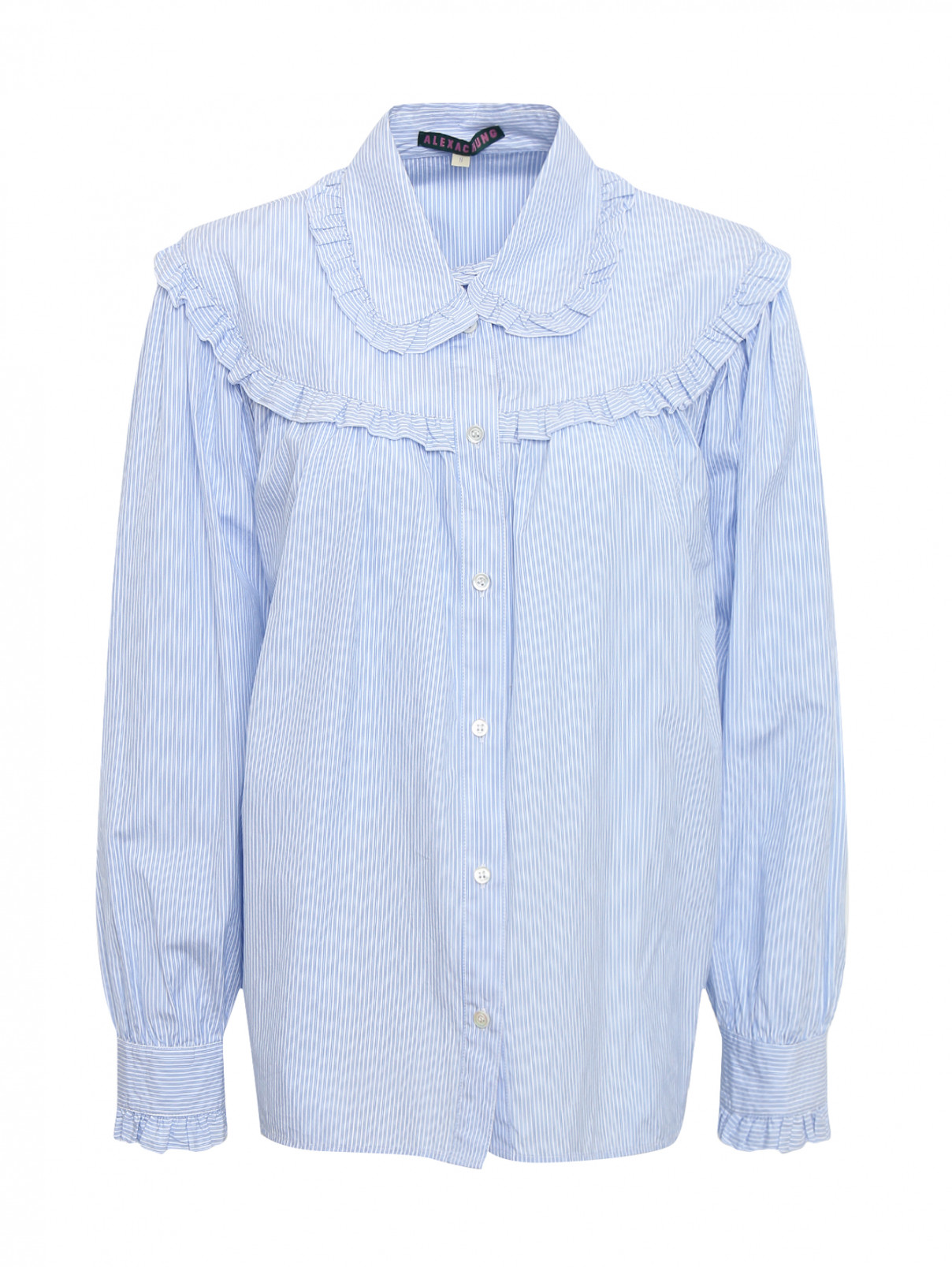 Рубашка из хлопка с узором "полоска" Alexachung  –  Общий вид  – Цвет:  Синий