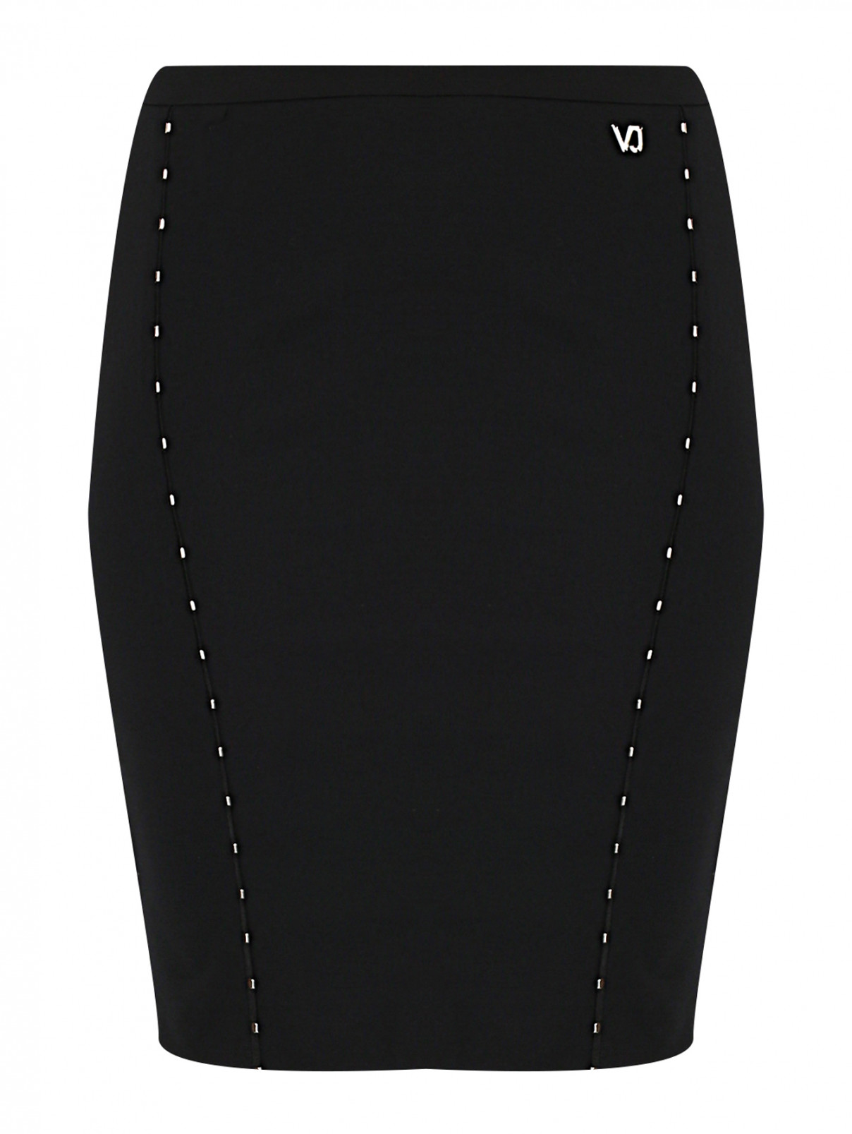 Трикотажная юбка-мини Versace Jeans  –  Общий вид  – Цвет:  Черный