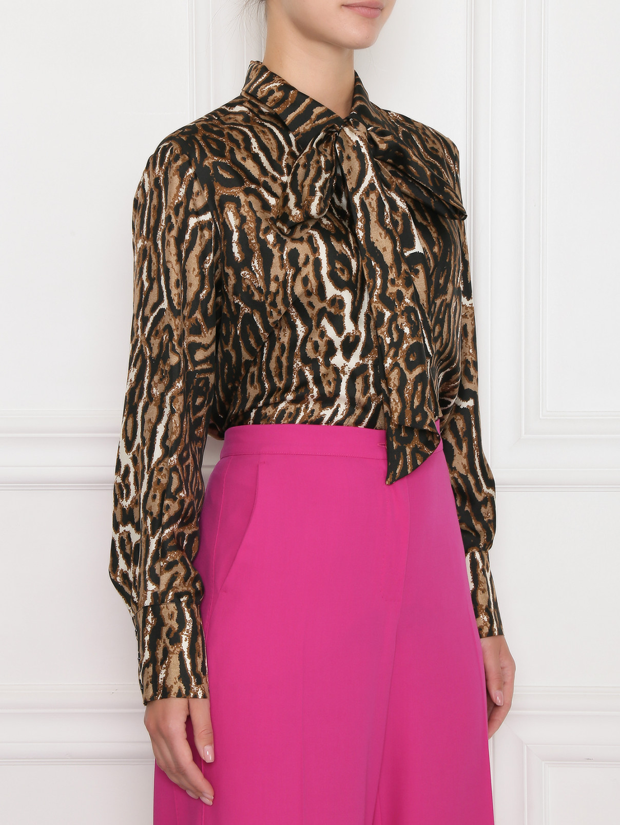 Блузка из шелка с узором Marina Rinaldi  –  МодельВерхНиз  – Цвет:  Узор