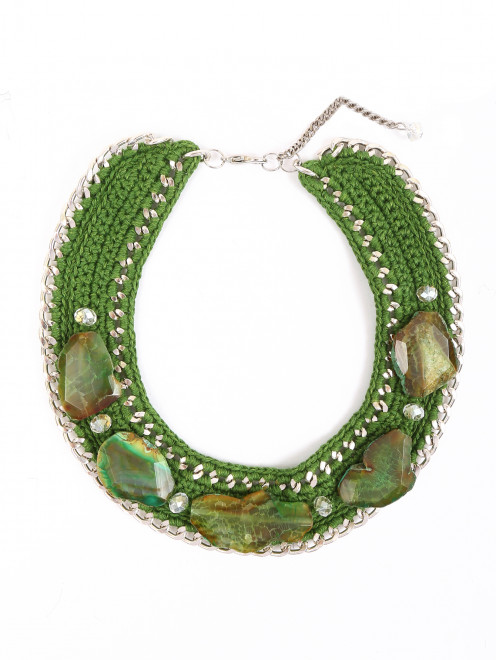 Плетеное ожерелье декорированное камнями - Общий вид