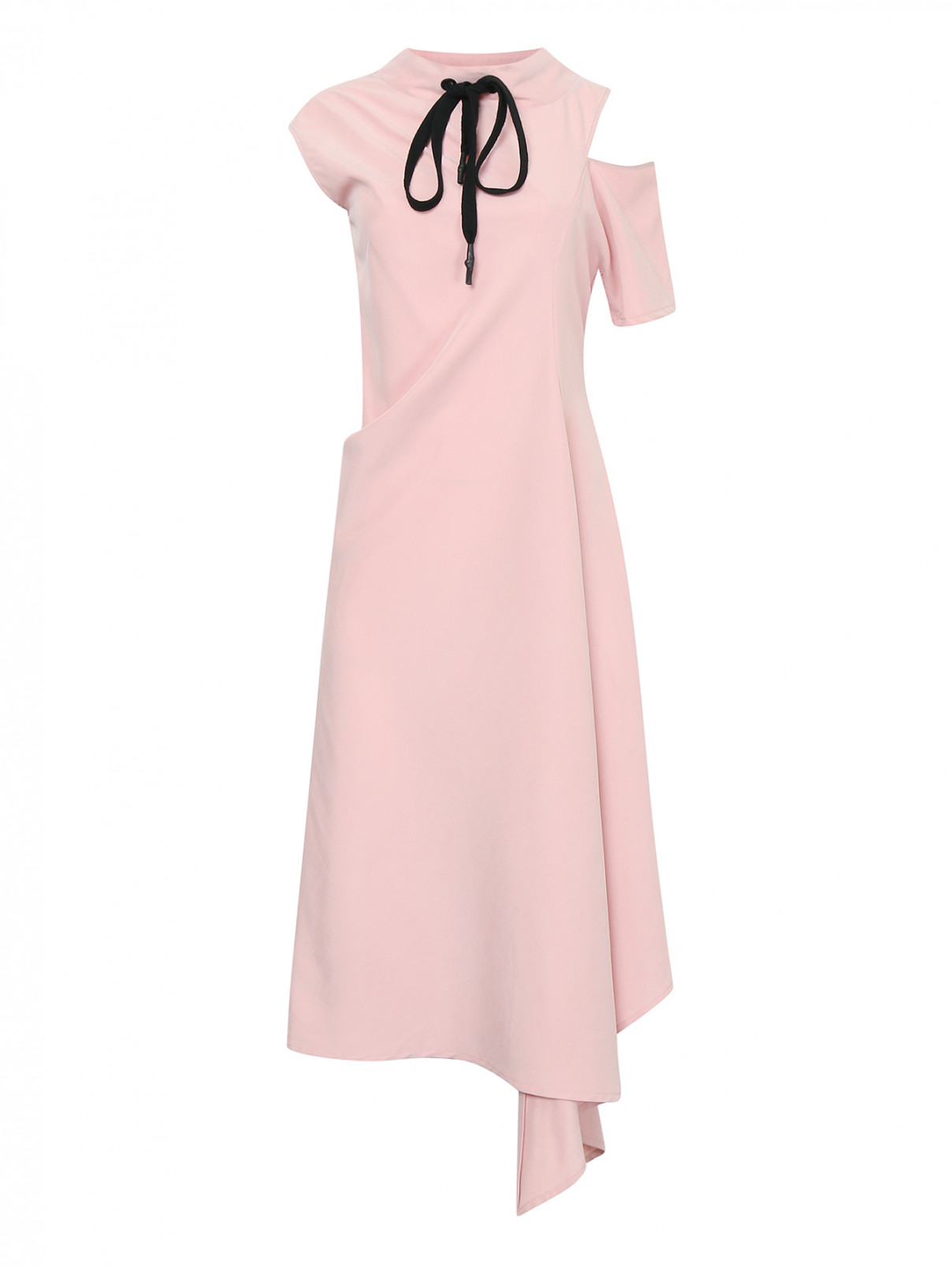 Платье асимметричного кроя с контрастной отделкой Nolo  –  Общий вид  – Цвет:  Розовый