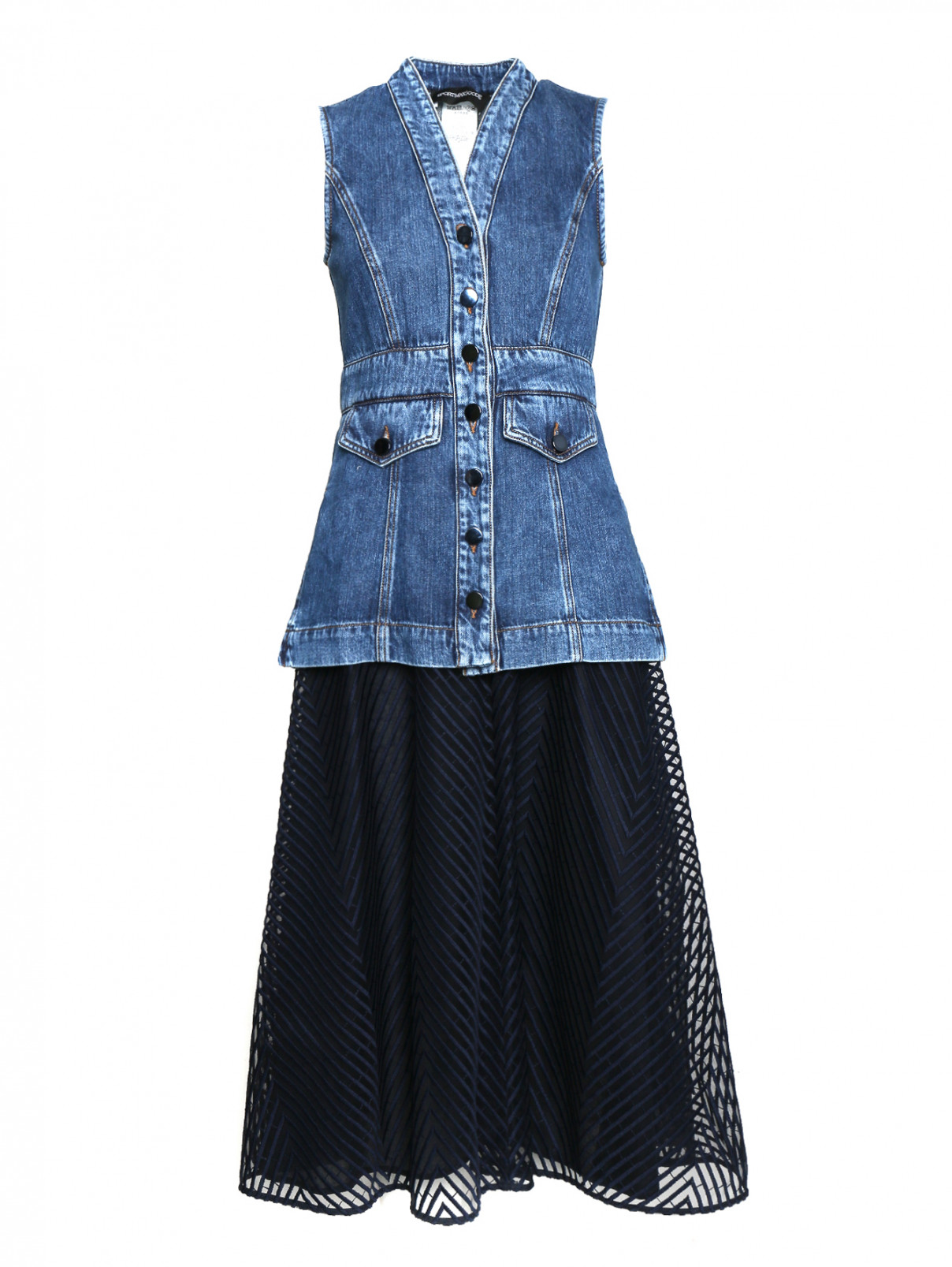 Платье джинсовое без рукавов Max Mara  –  Общий вид  – Цвет:  Синий