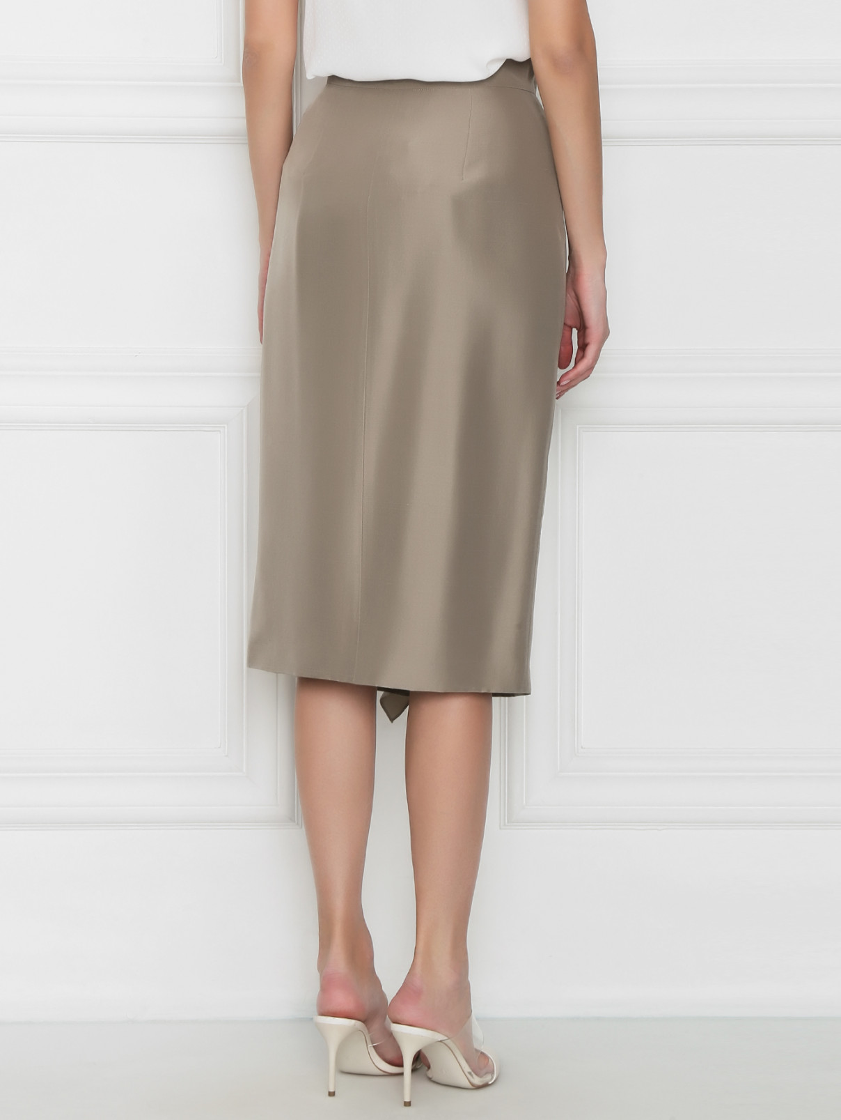 Юбка шелковая с воланом Max Mara  –  МодельВерхНиз1  – Цвет:  Серый