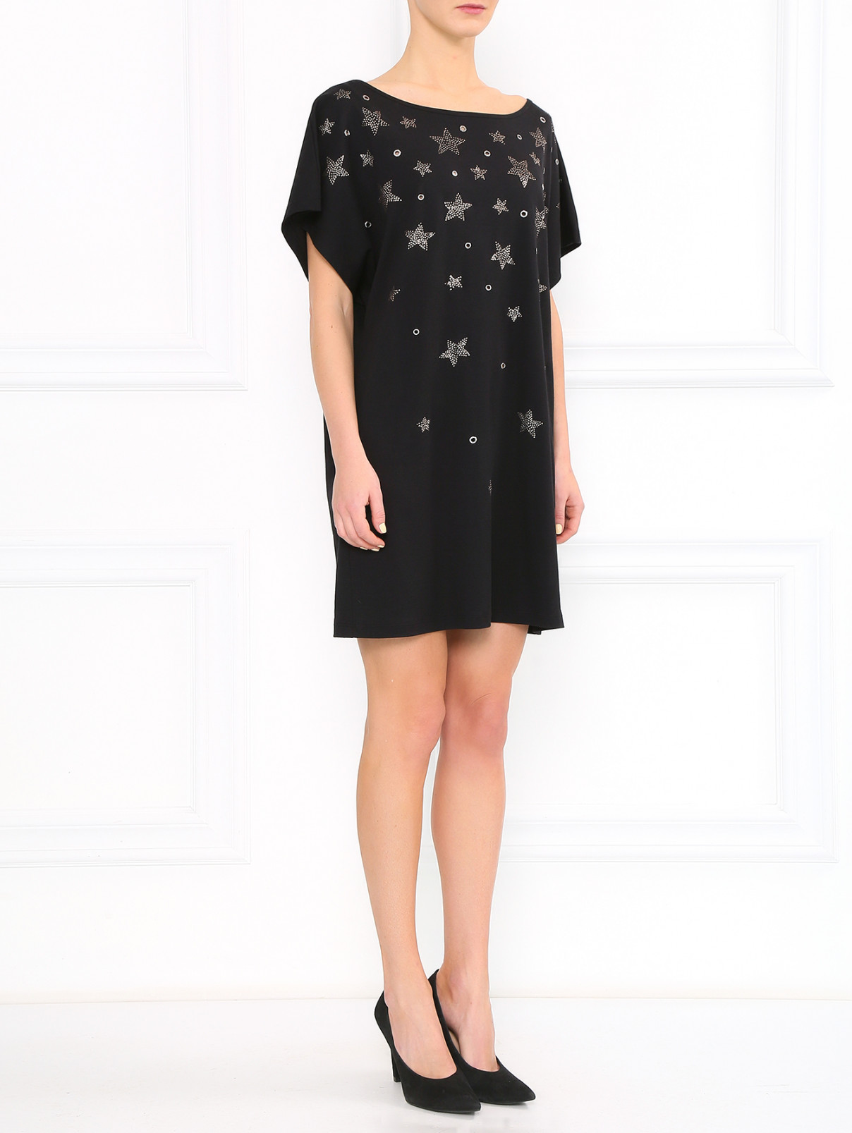 Платье декорированное металлической фурнитурой Andrew GN  –  Модель Общий вид  – Цвет:  Черный
