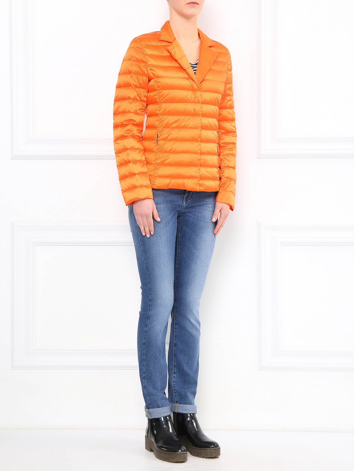 Стеганая пуховая куртка с боковыми карманами Weekend Max Mara  –  Модель Общий вид  – Цвет:  Оранжевый