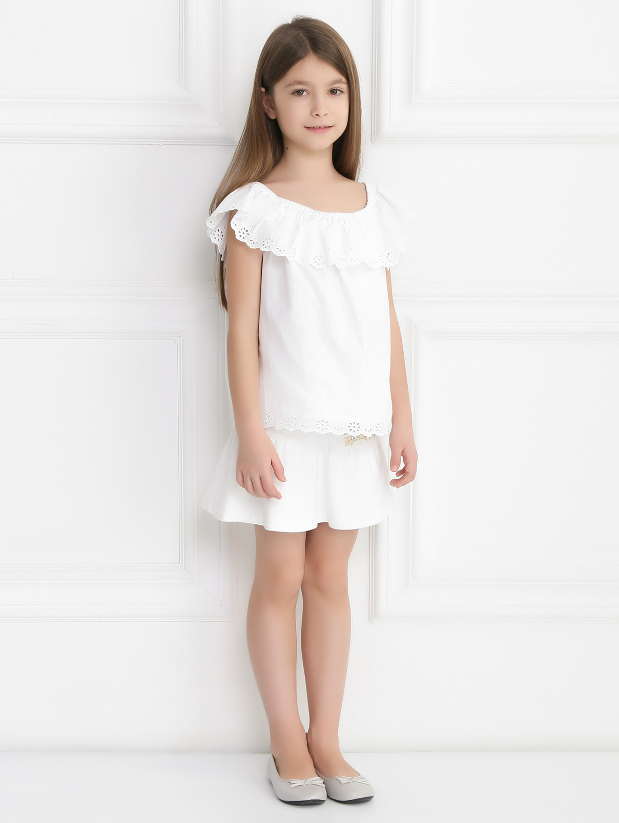 Трикотажная юбка-мини с декором Young Versace  –  Модель Общий вид  – Цвет:  Белый