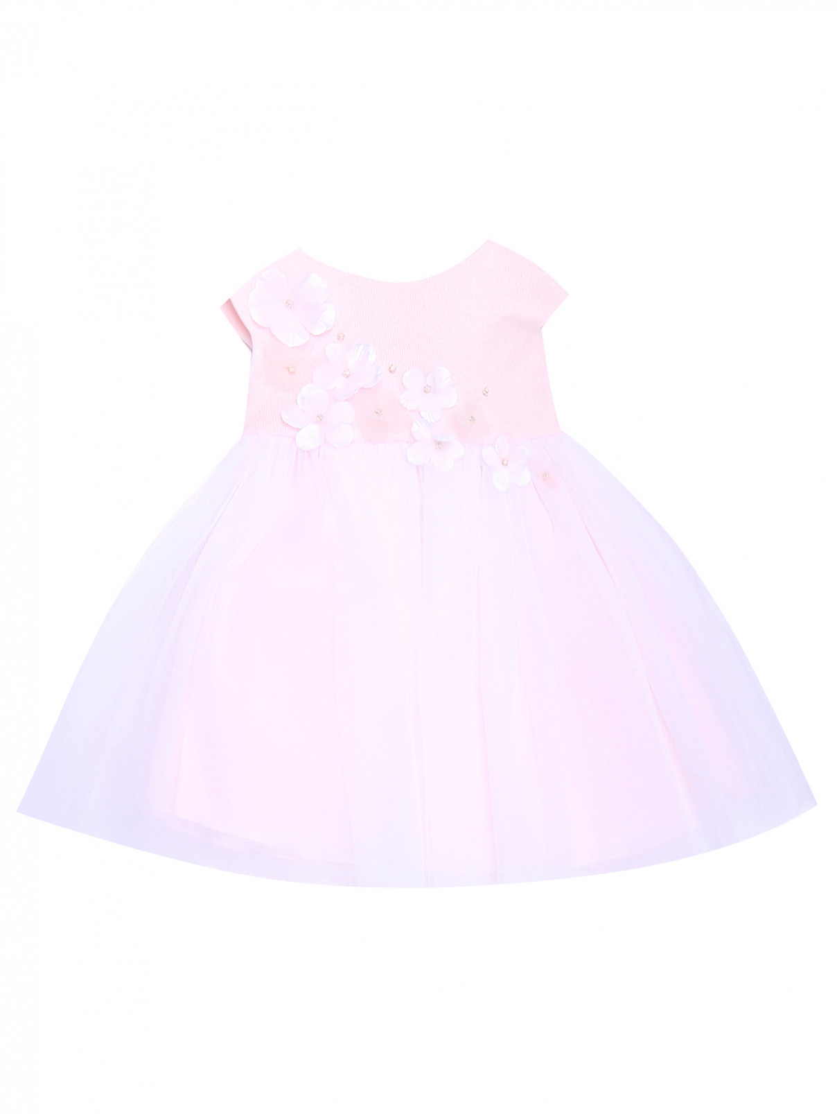 Платье с цветочным декором и стразами Bimbalo  –  Обтравка1  – Цвет:  Розовый