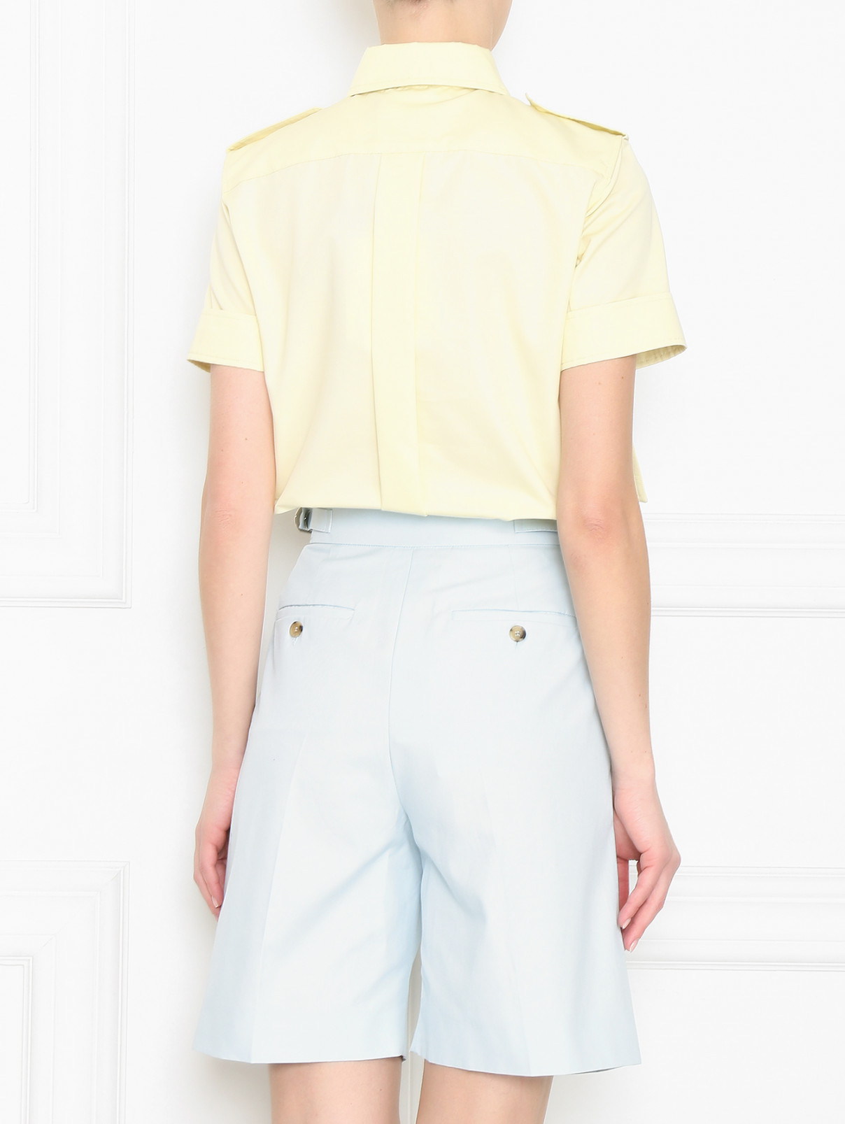 Рубашка с коротким рукавом и накладными карманами Max Mara  –  МодельВерхНиз1  – Цвет:  Желтый