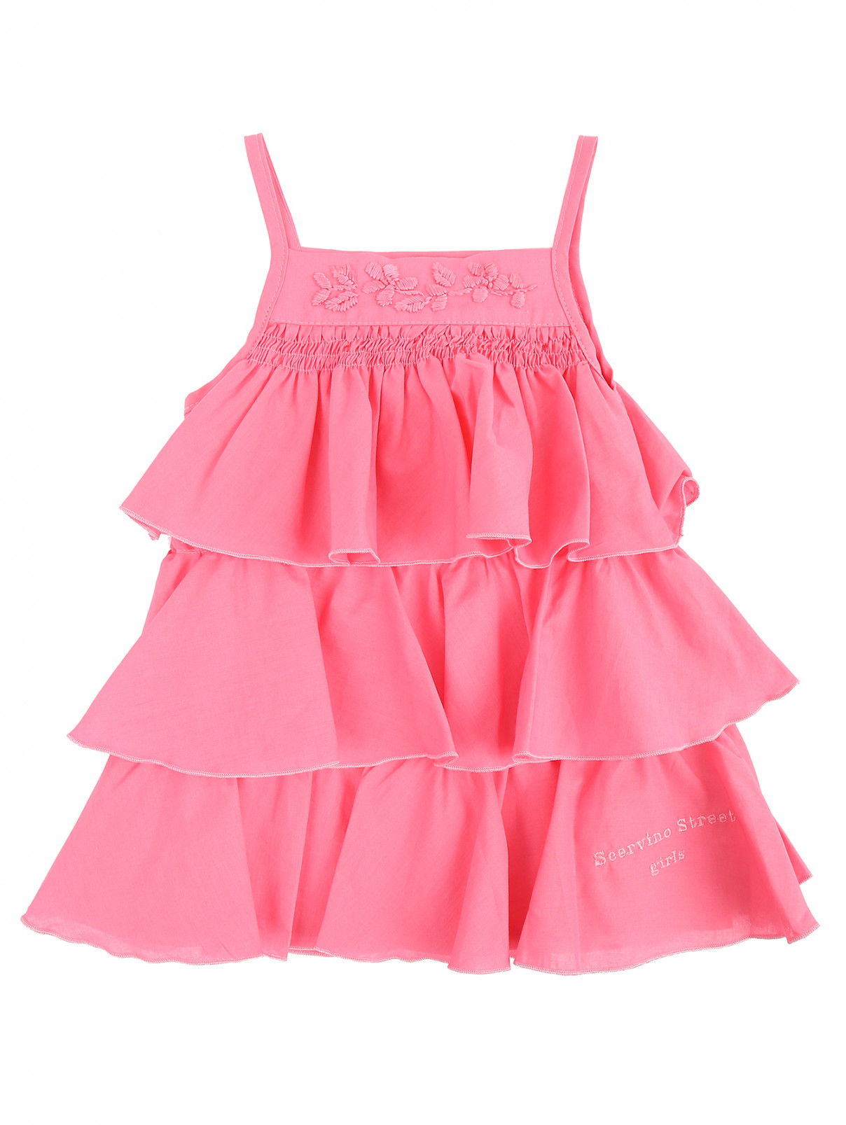 Платье из хлопка с оборками Scervino Street  –  Общий вид  – Цвет:  Розовый