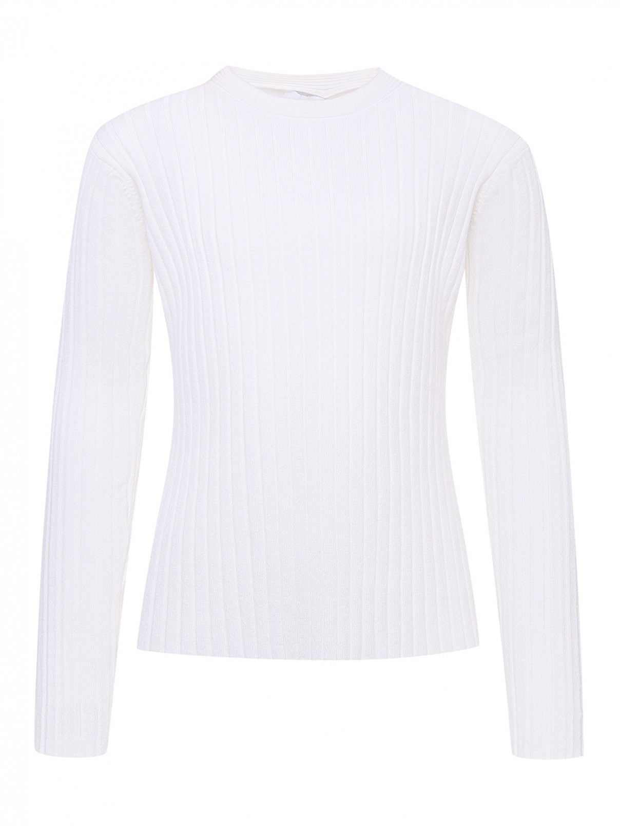 Однотонный джемпер в рубчик Aletta Couture  –  Общий вид  – Цвет:  Белый